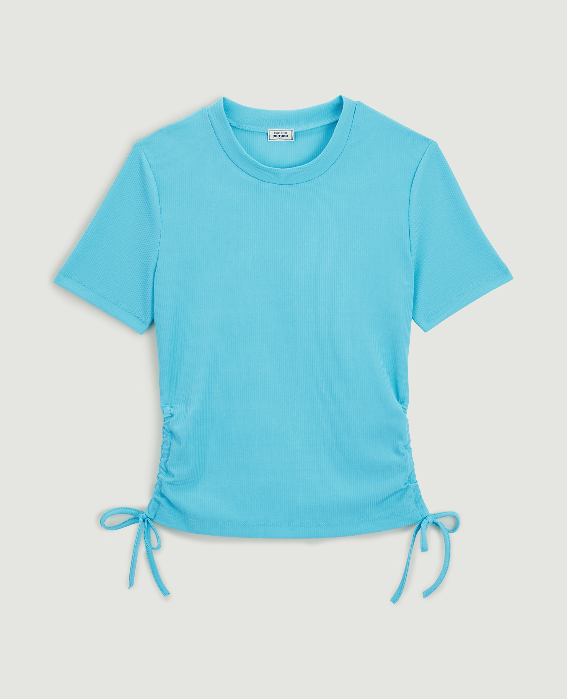 Top maille côtelée avec nœud bleu turquoise - Pimkie