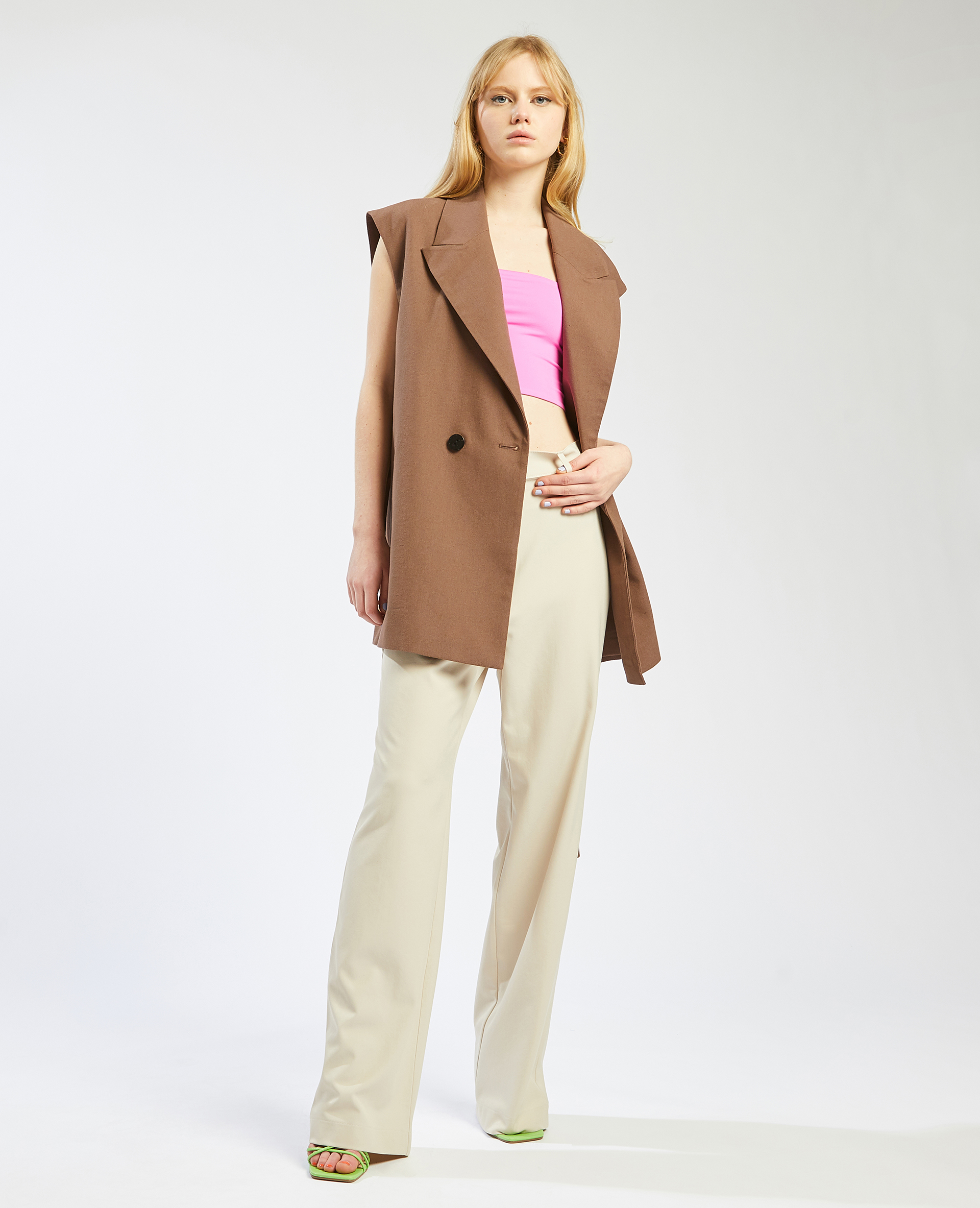 Veste blazer sans manche marron - Pimkie