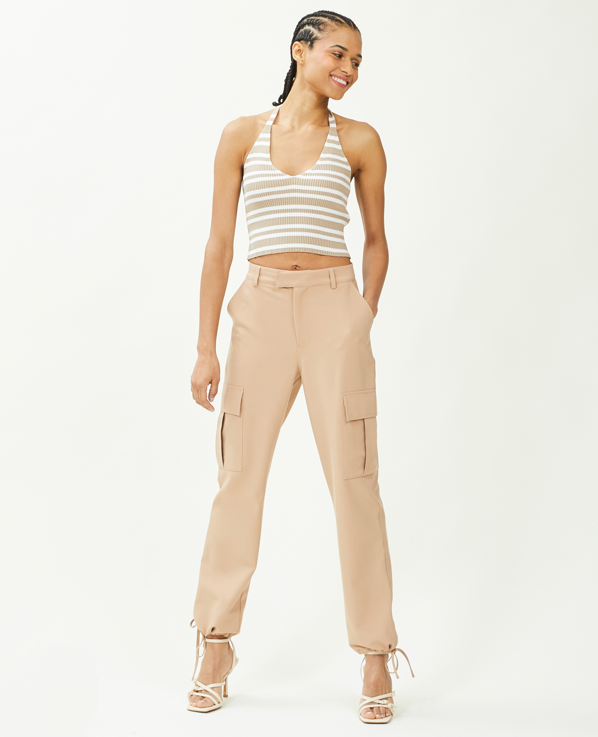Pantalon cargo bas resserrables camel - Pimkie