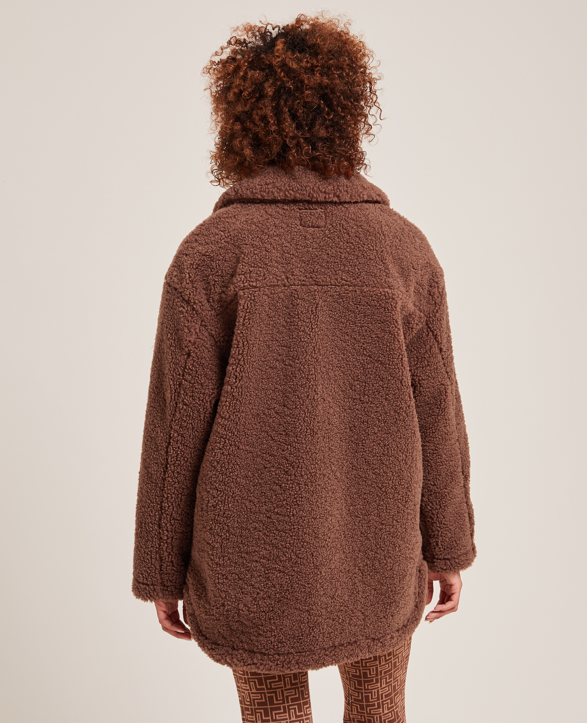 Veste droite en sherpa marron - Pimkie