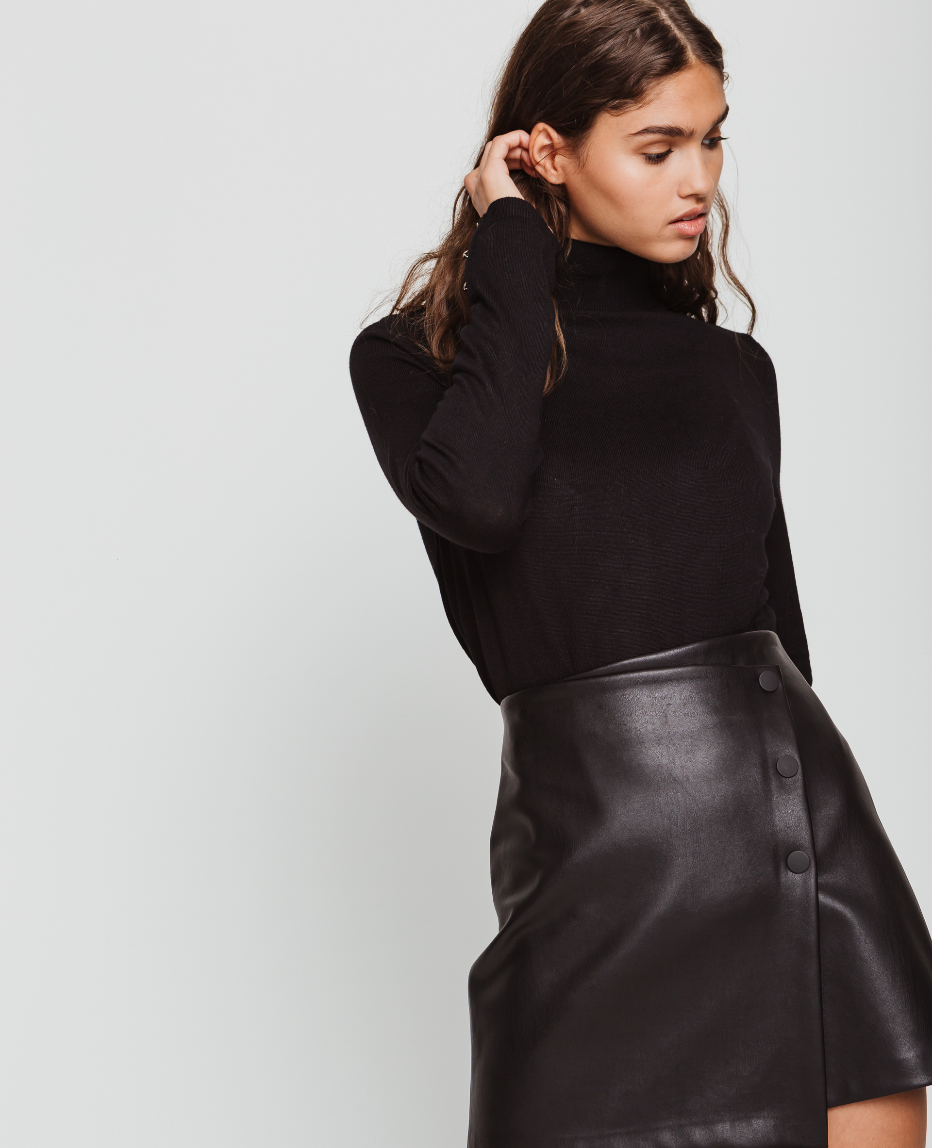 Tenue col cheap roulé noir femme