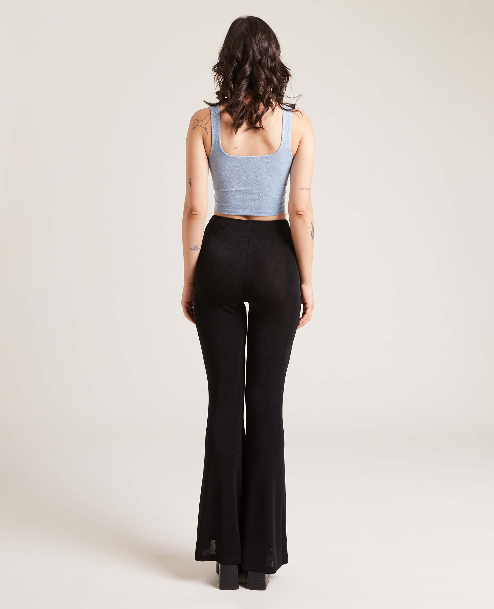 Pantalon flare en tissu fluide noir - Pimkie