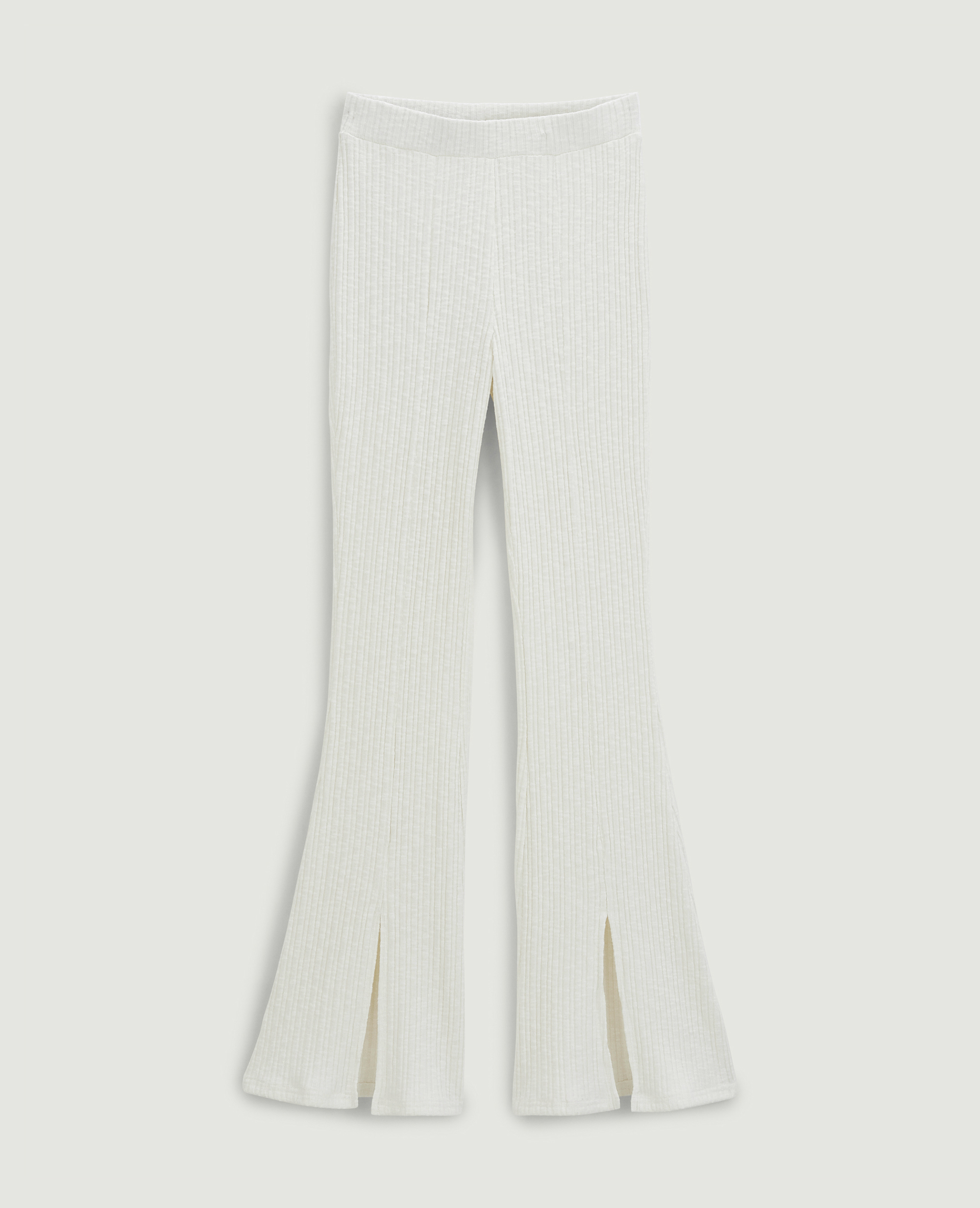 Pantalon flare en maille côtelée SMALL écru - Pimkie