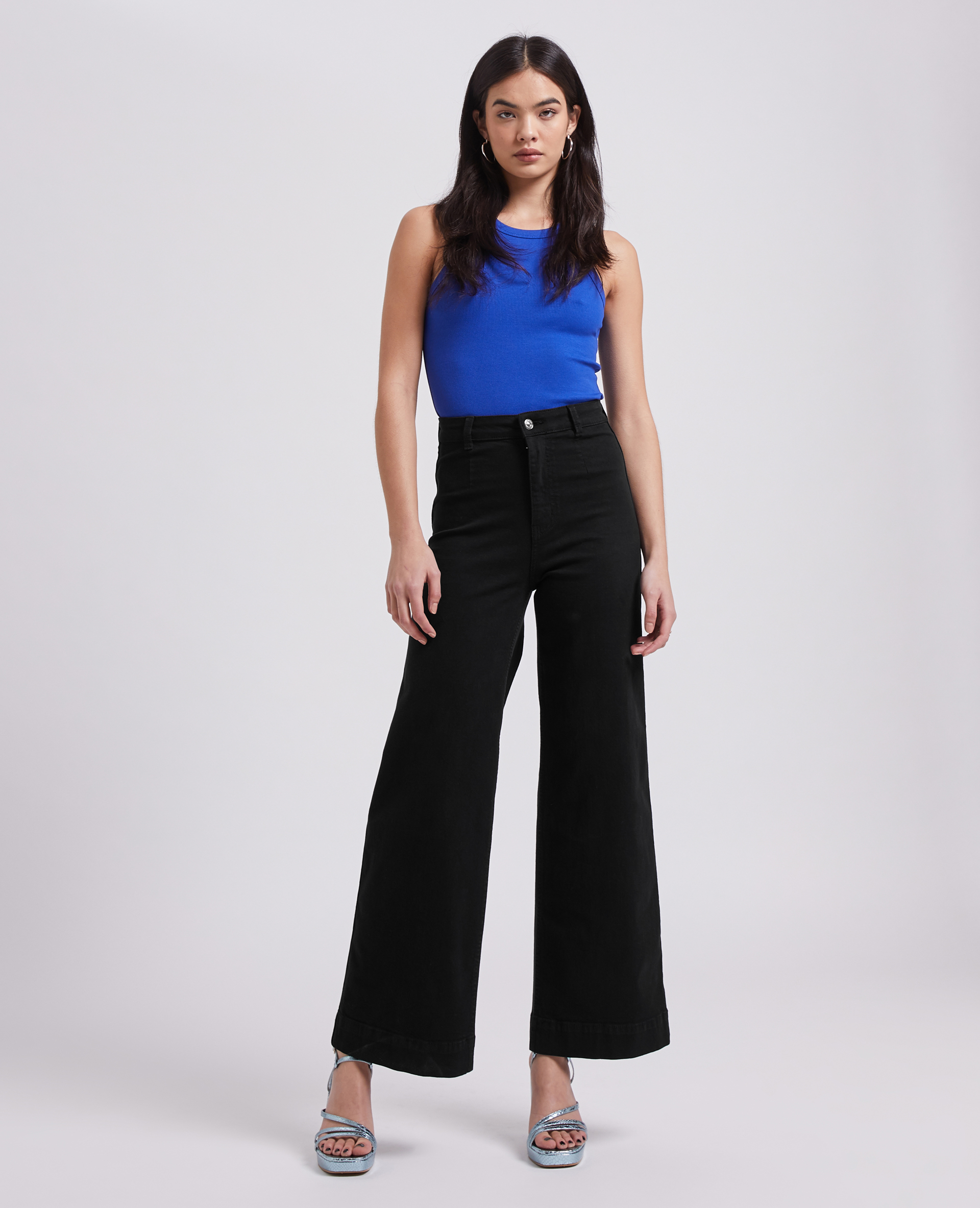 Jean wide taille haute gris foncé - Pimkie