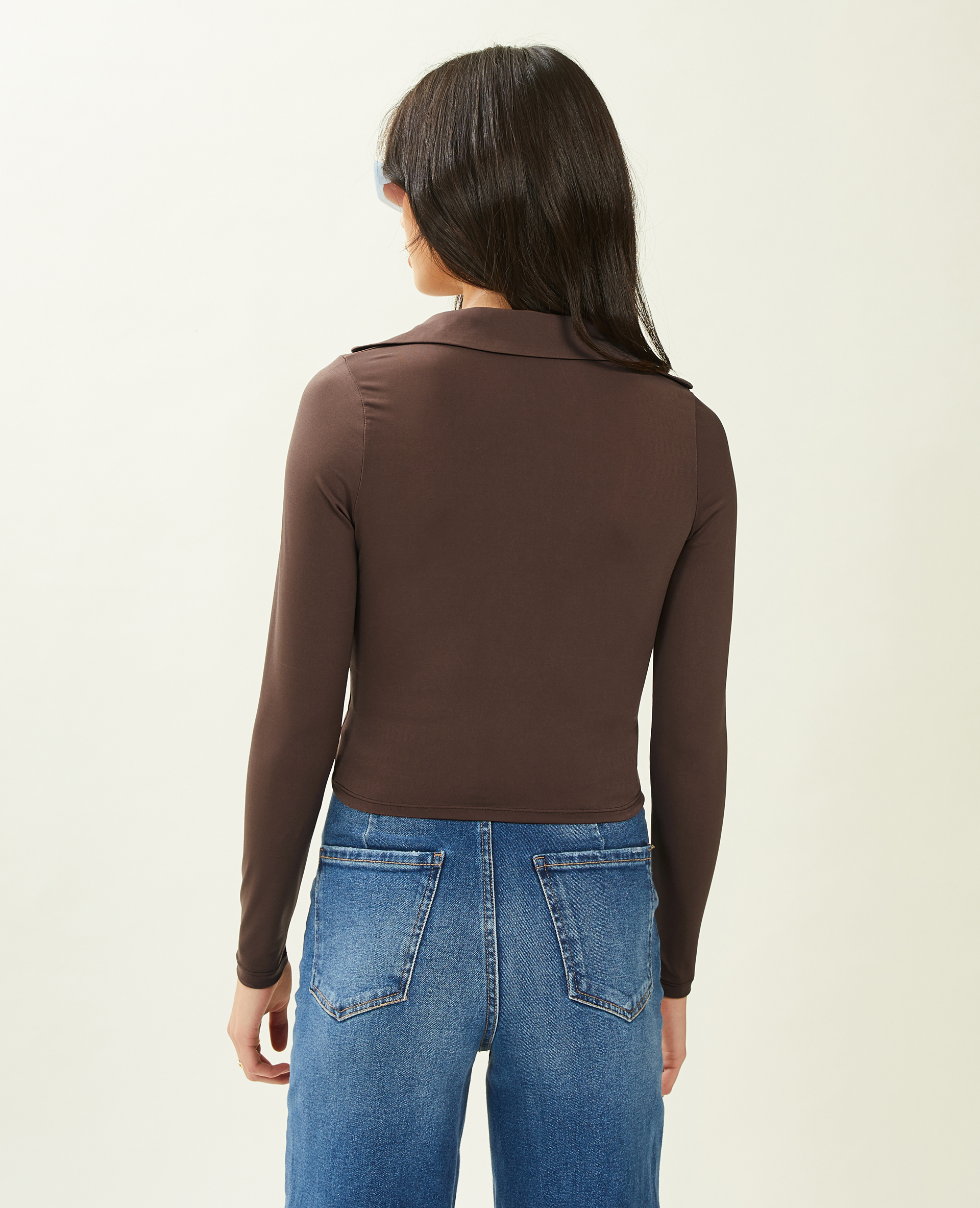 Top manches longues avec liens coulissants marron - Pimkie