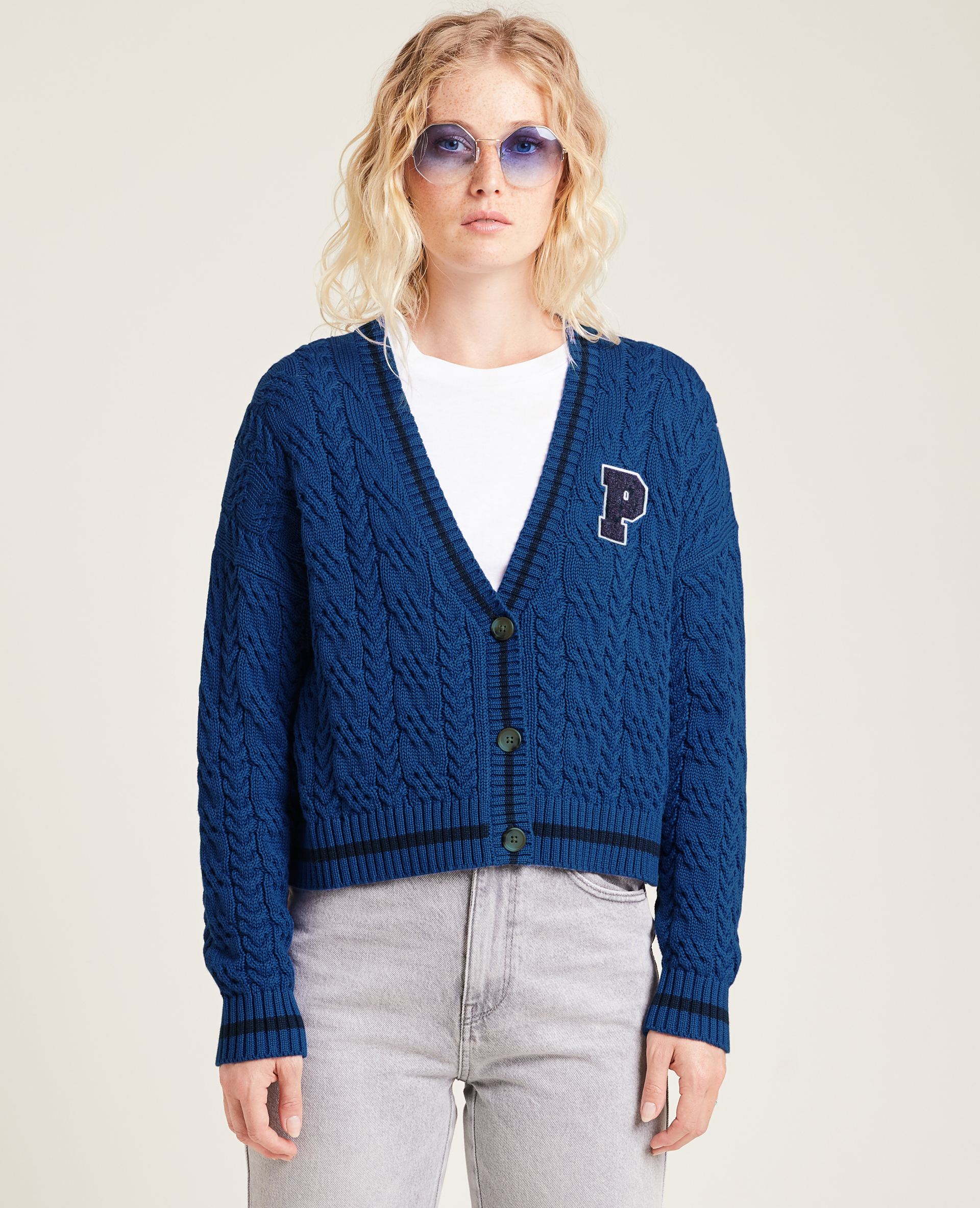Gilet maille torsadée bleu électrique - Pimkie