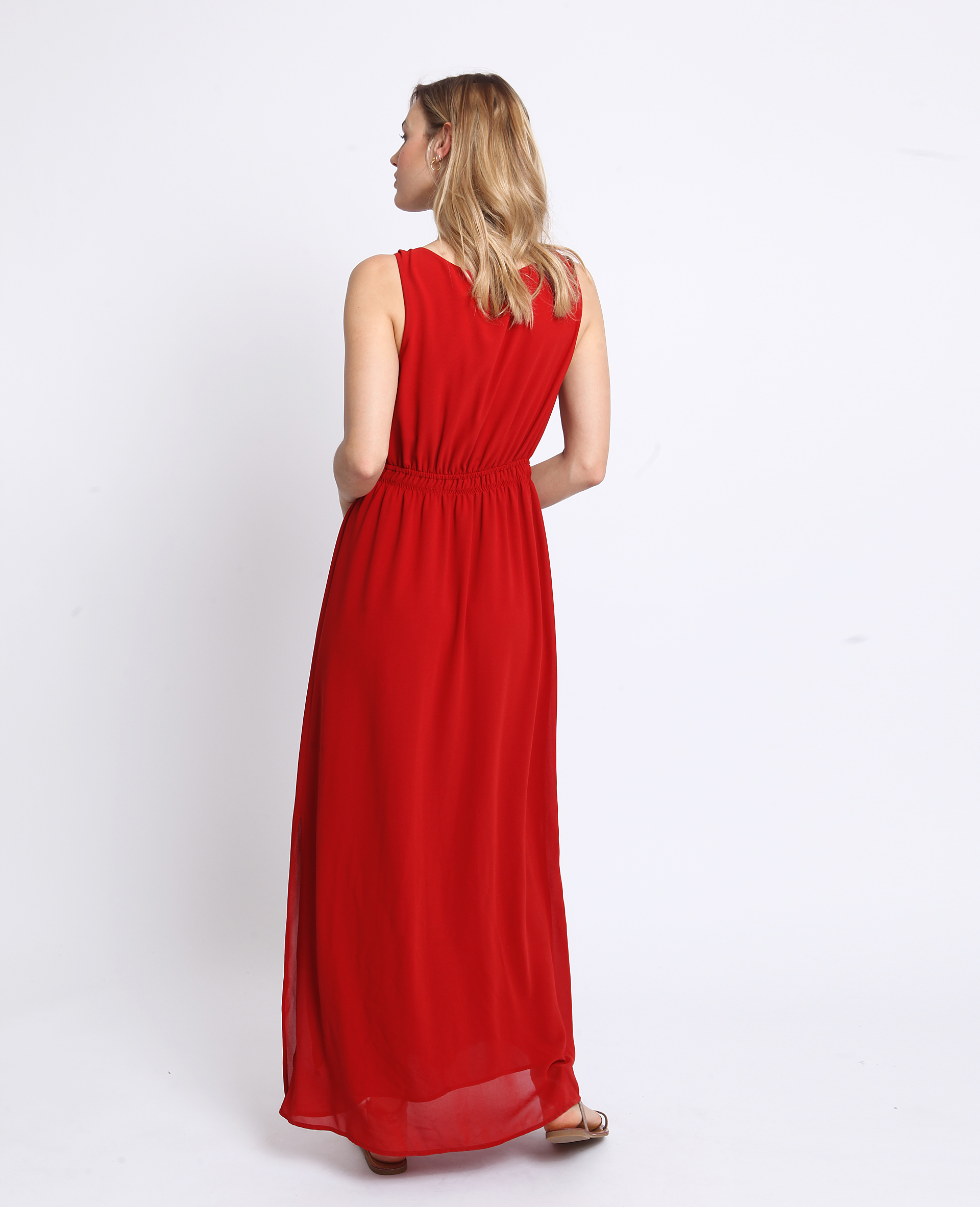Robe longue empire rouge - 781236338A03 | Pimkie