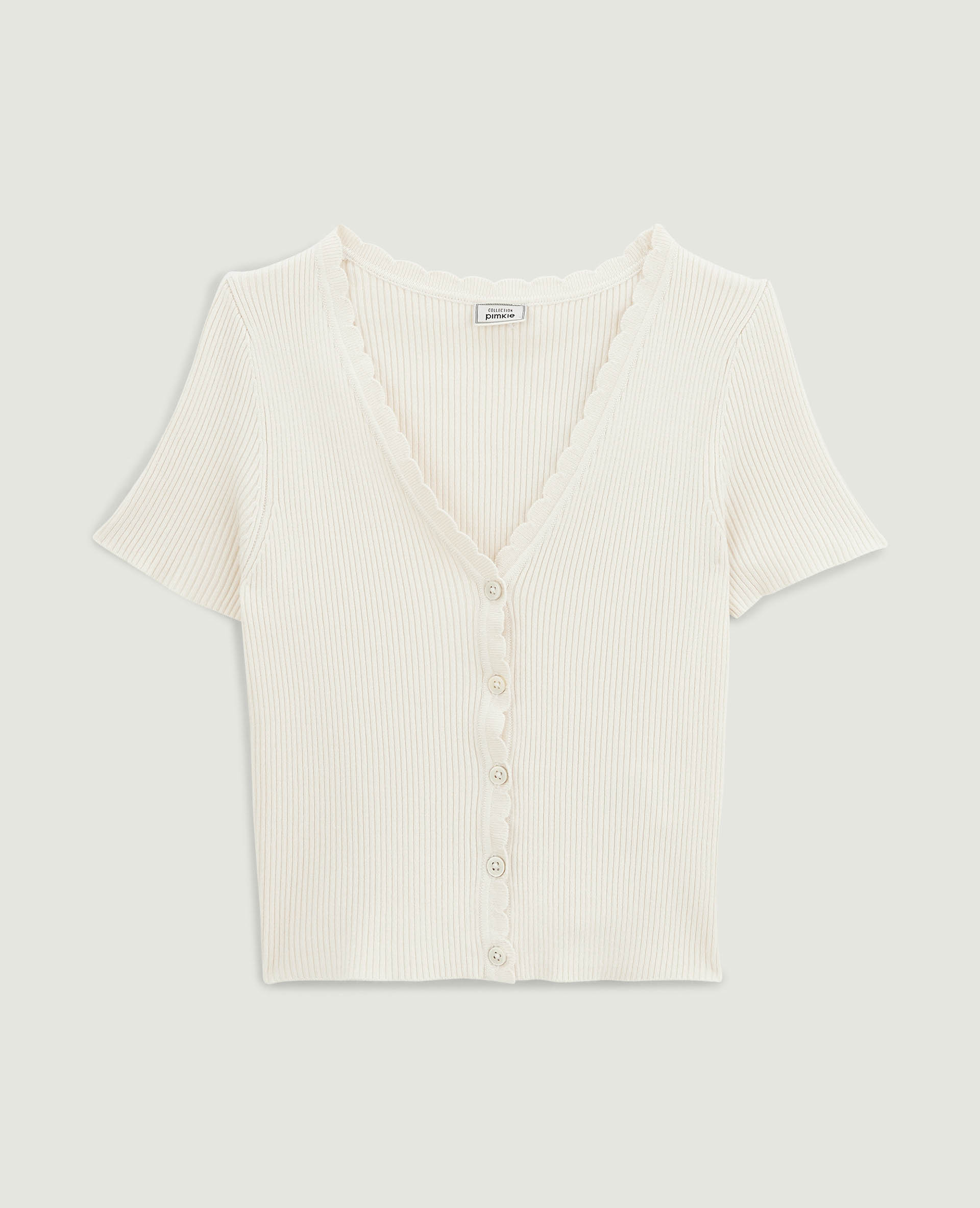 Top boutonné maille côtelée blanc - Pimkie