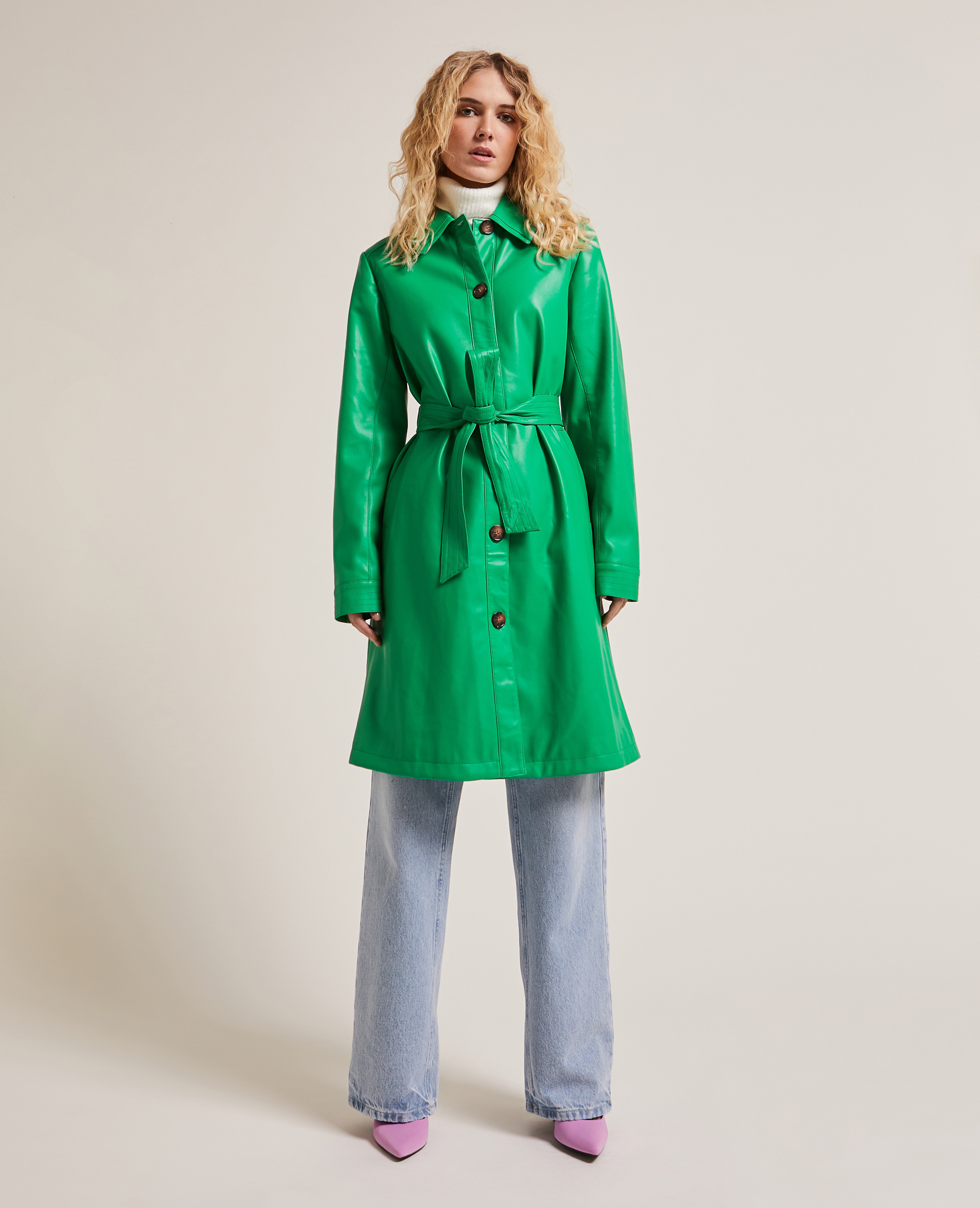 Trench droit en simili vert - Pimkie