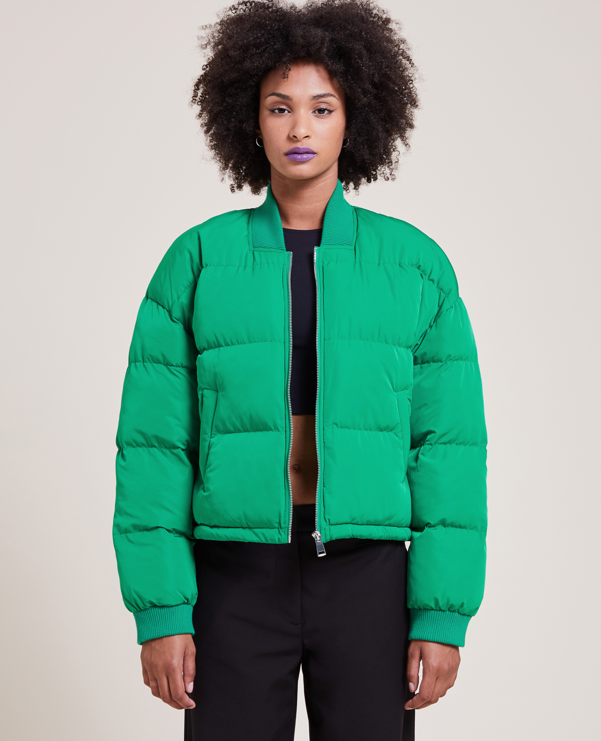 Doudoune col rond vert - Pimkie