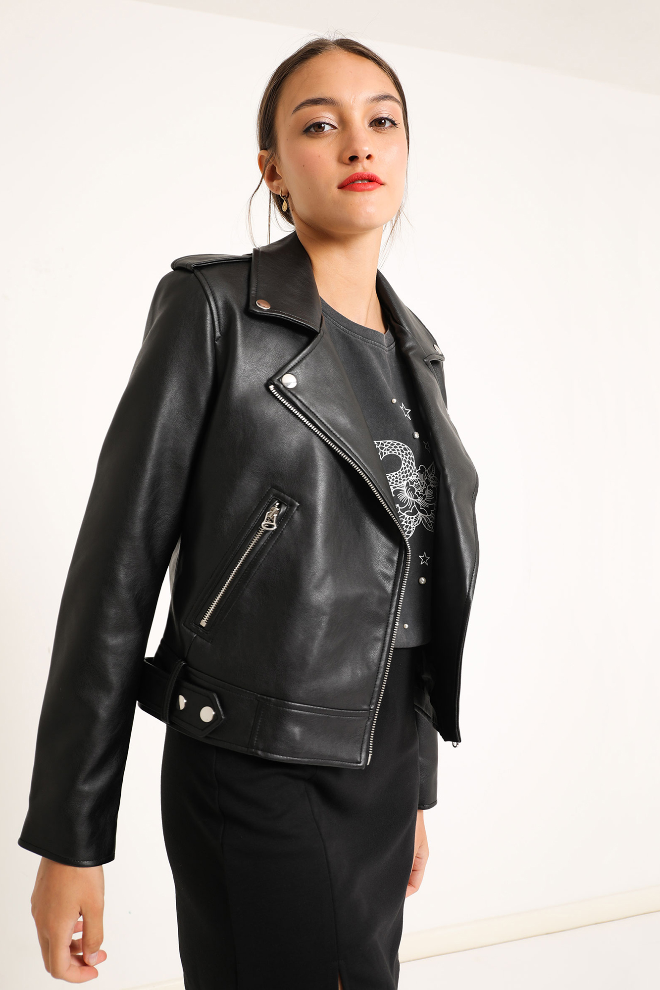 Veste cuir noire clearance