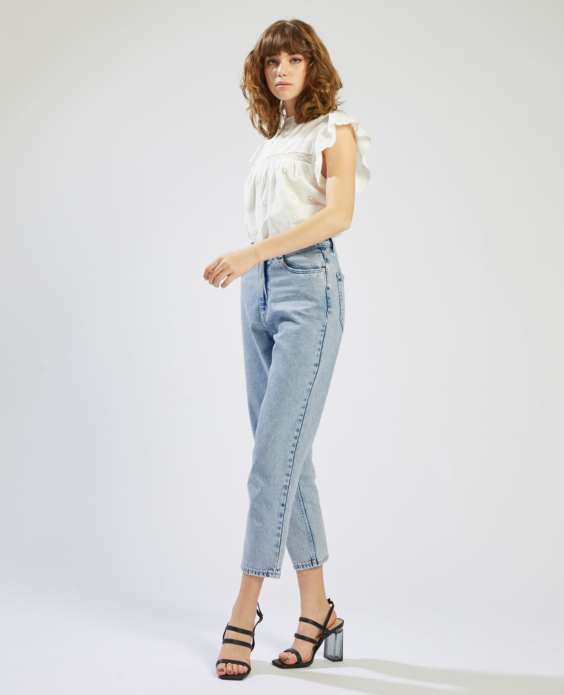 Jean mom taille haute bleu clair - Pimkie