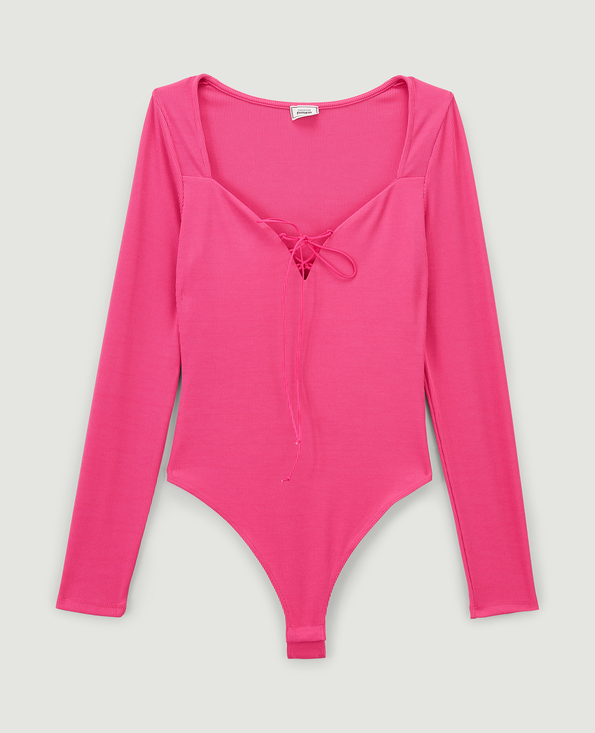 Body manches longues avec laçage rose fuchsia - Pimkie