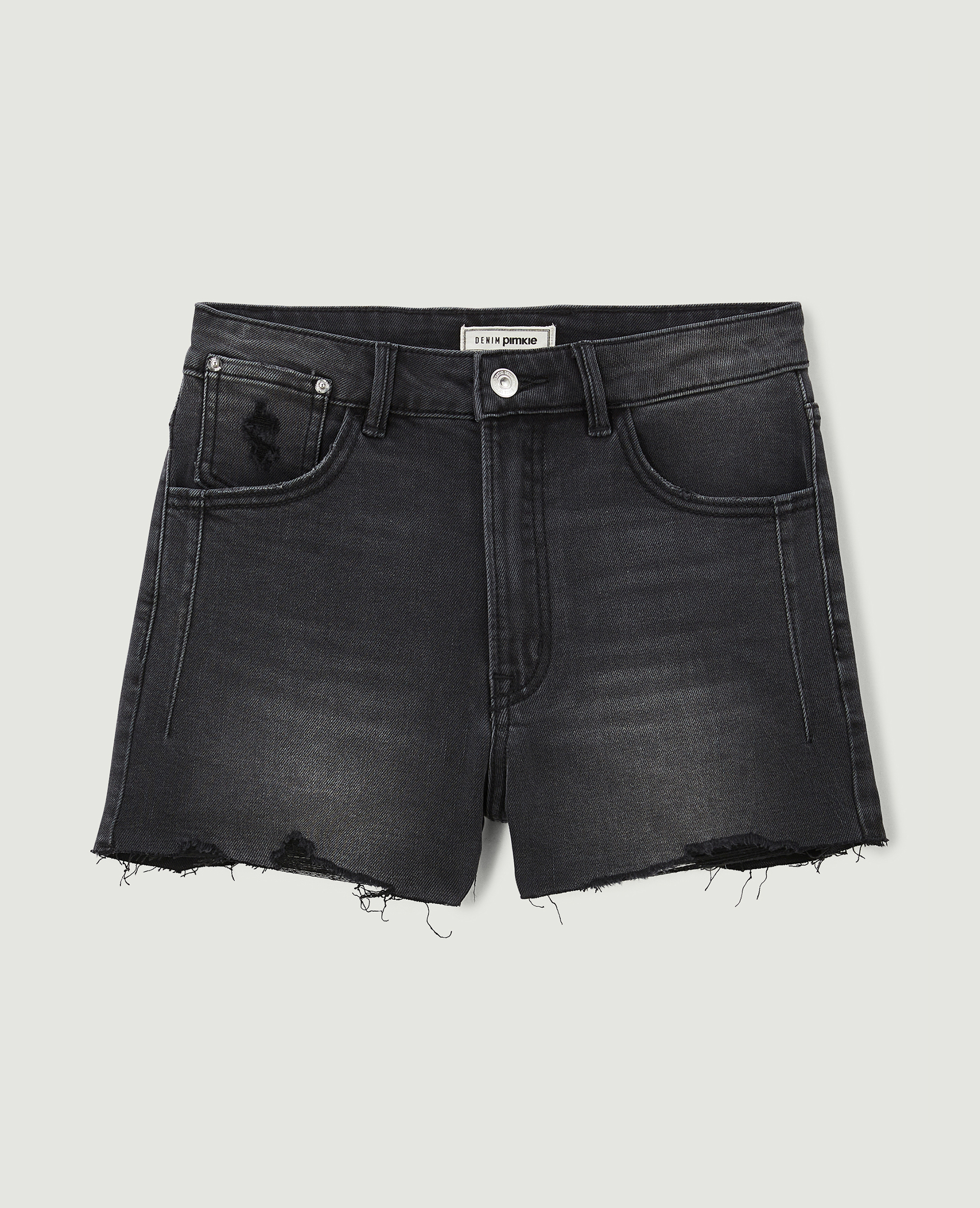 Short en jean destroy taille haute gris foncé - Pimkie