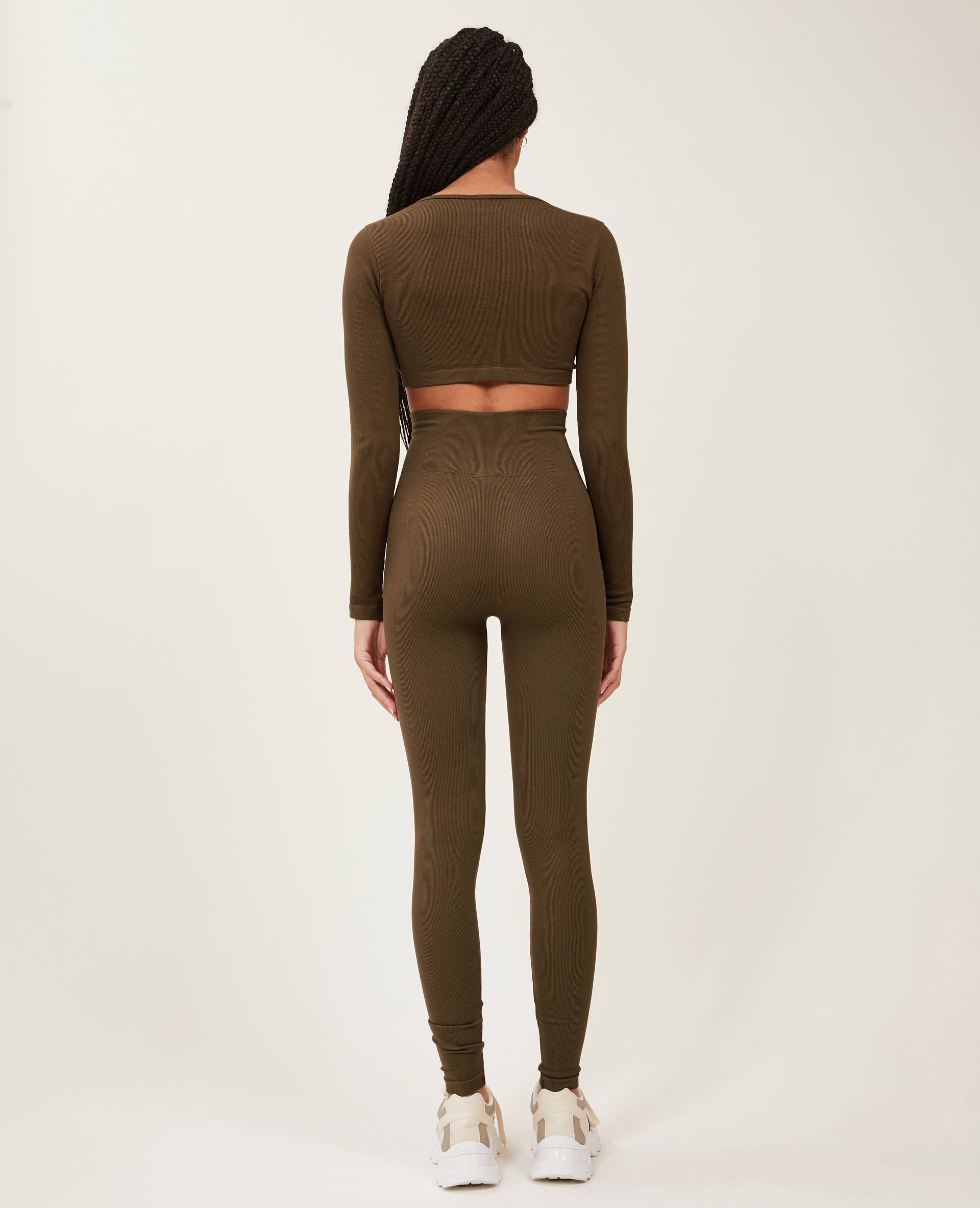 Legging en maille côtelée sans couture vieux rose - Pimkie