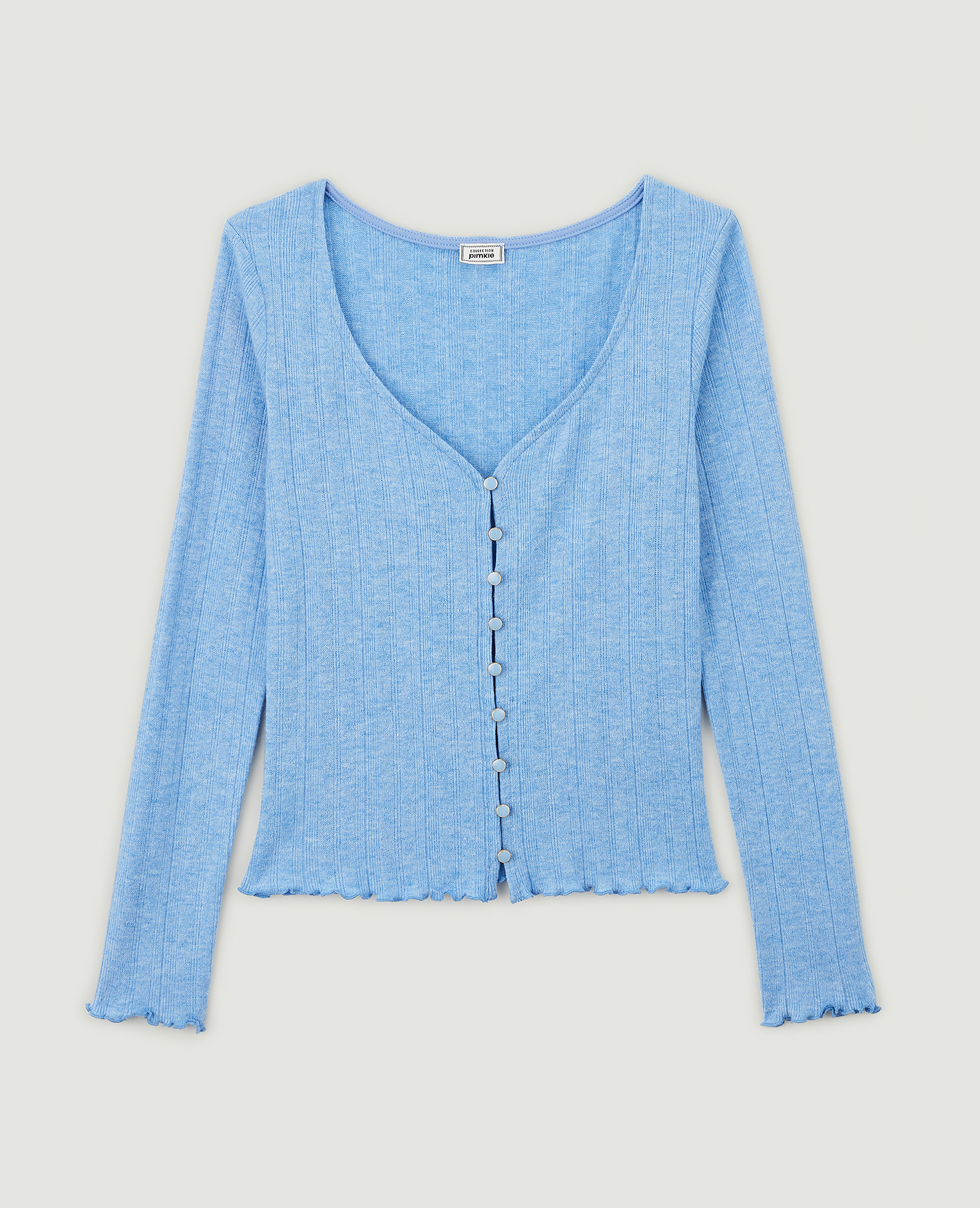 Top boutonné en maille côtelée bleu électrique - Pimkie