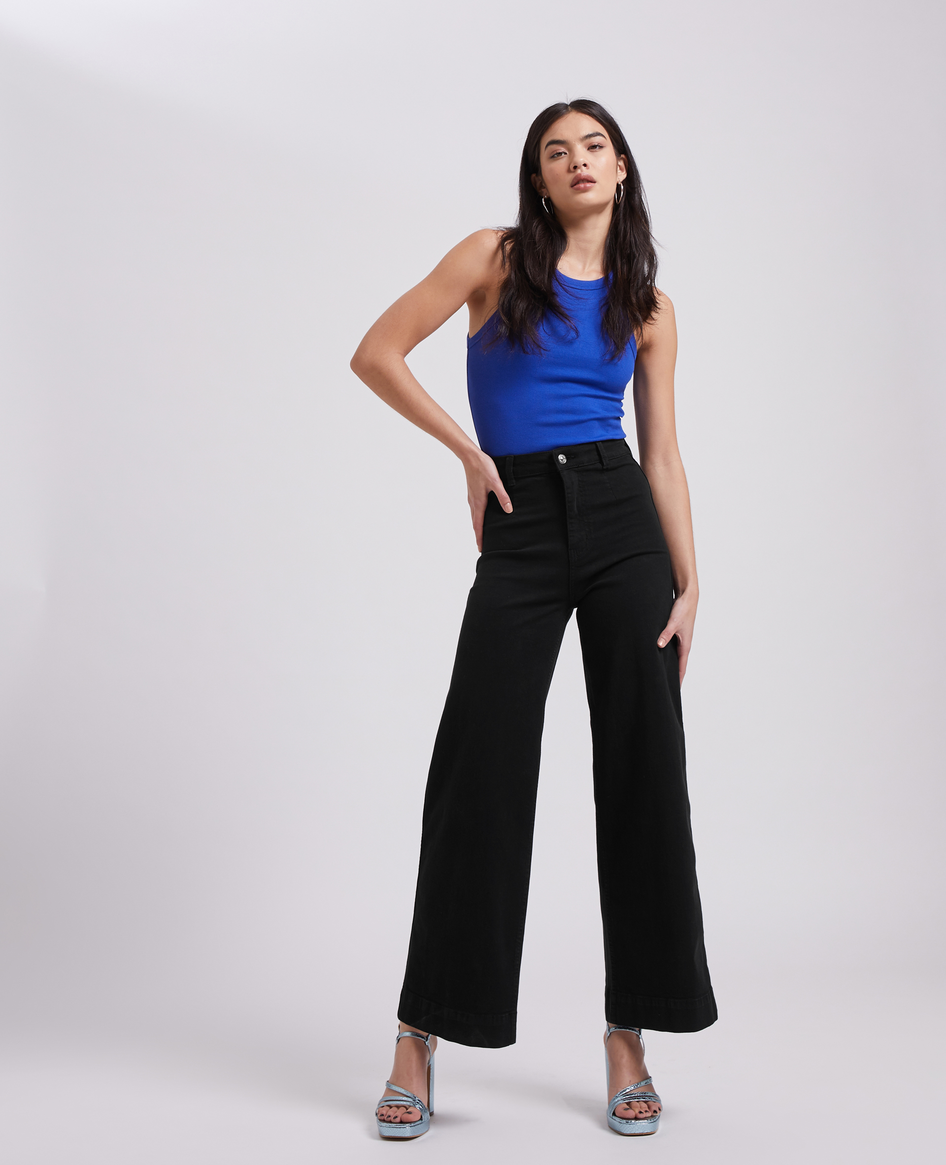 Jean wide taille haute gris foncé - Pimkie