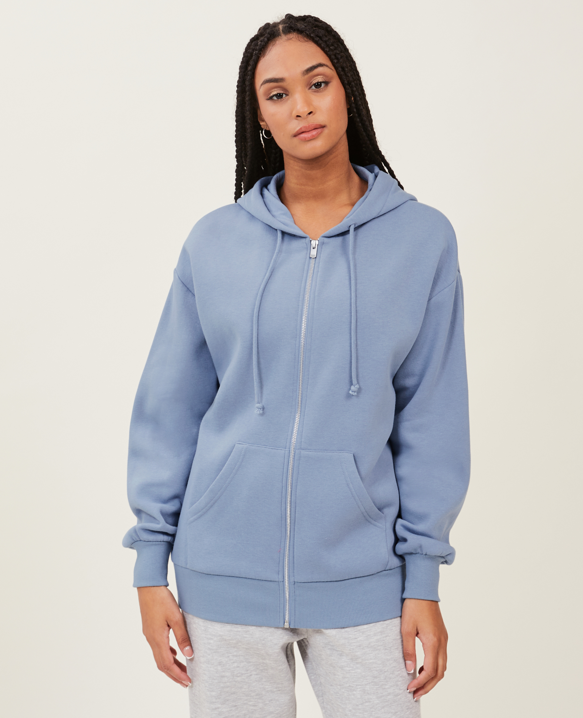 Sweat zippé oversize avec capuche vert de gris - Pimkie