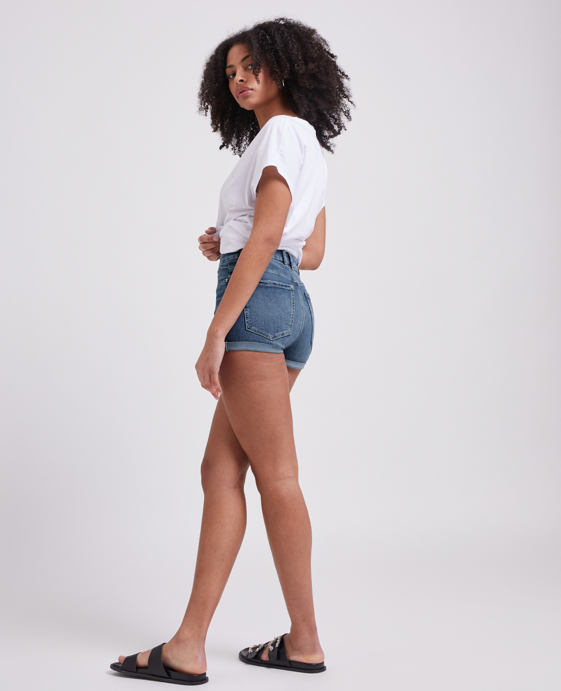 Short en jean bords roulottés bleu denim - Pimkie