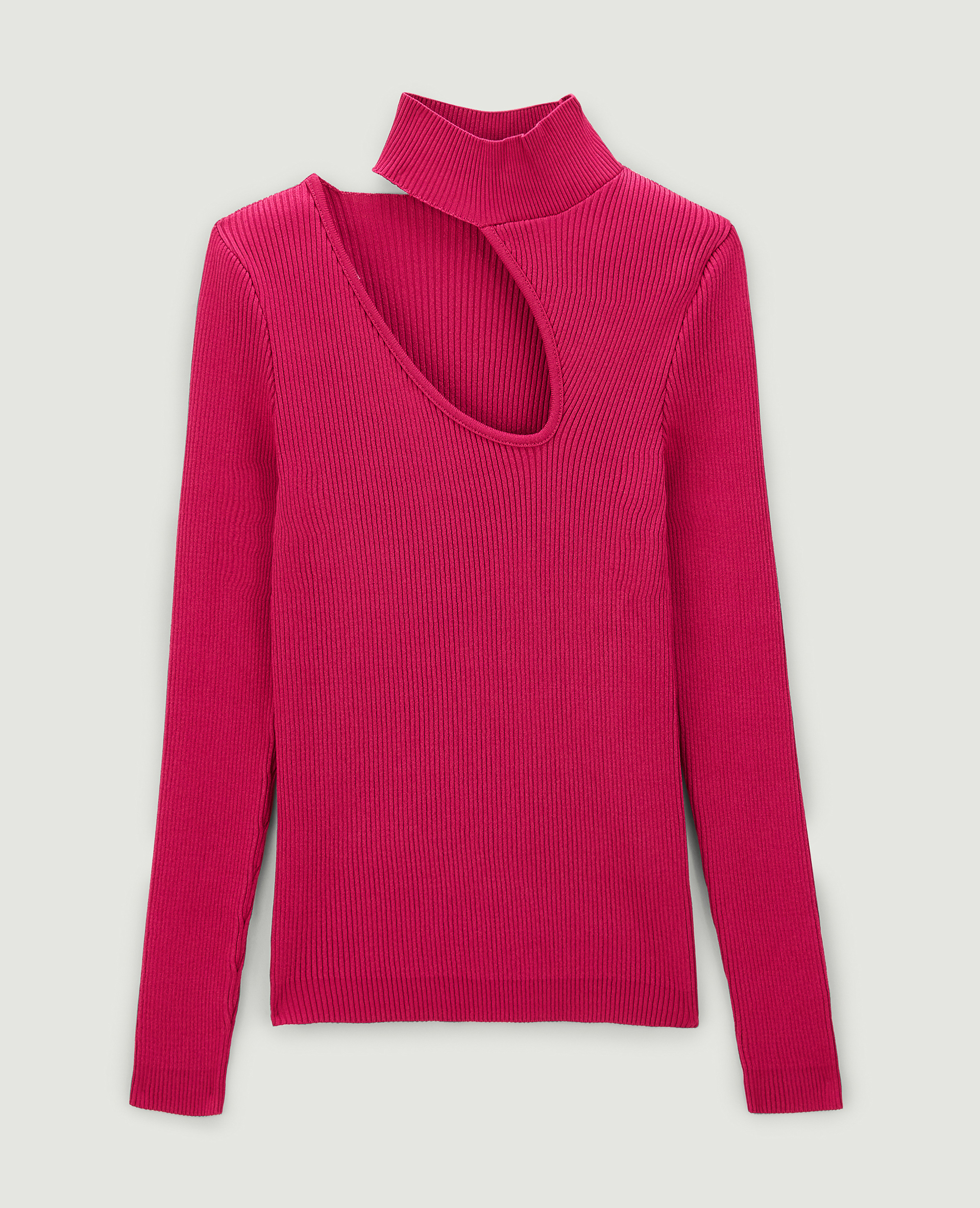 Top maille côtelée avec découpe rose - Pimkie