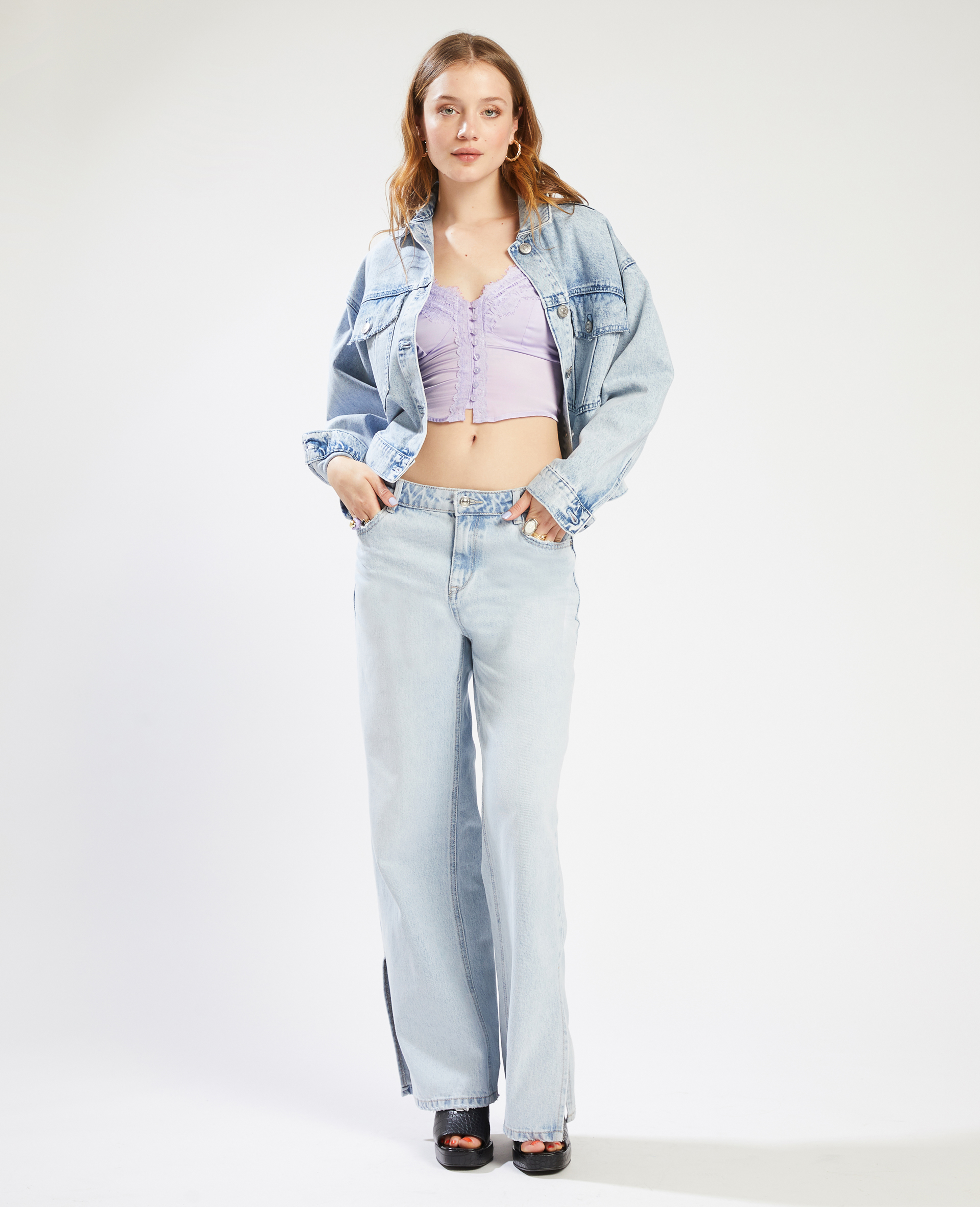 Top satiné dentelle lilas - Pimkie