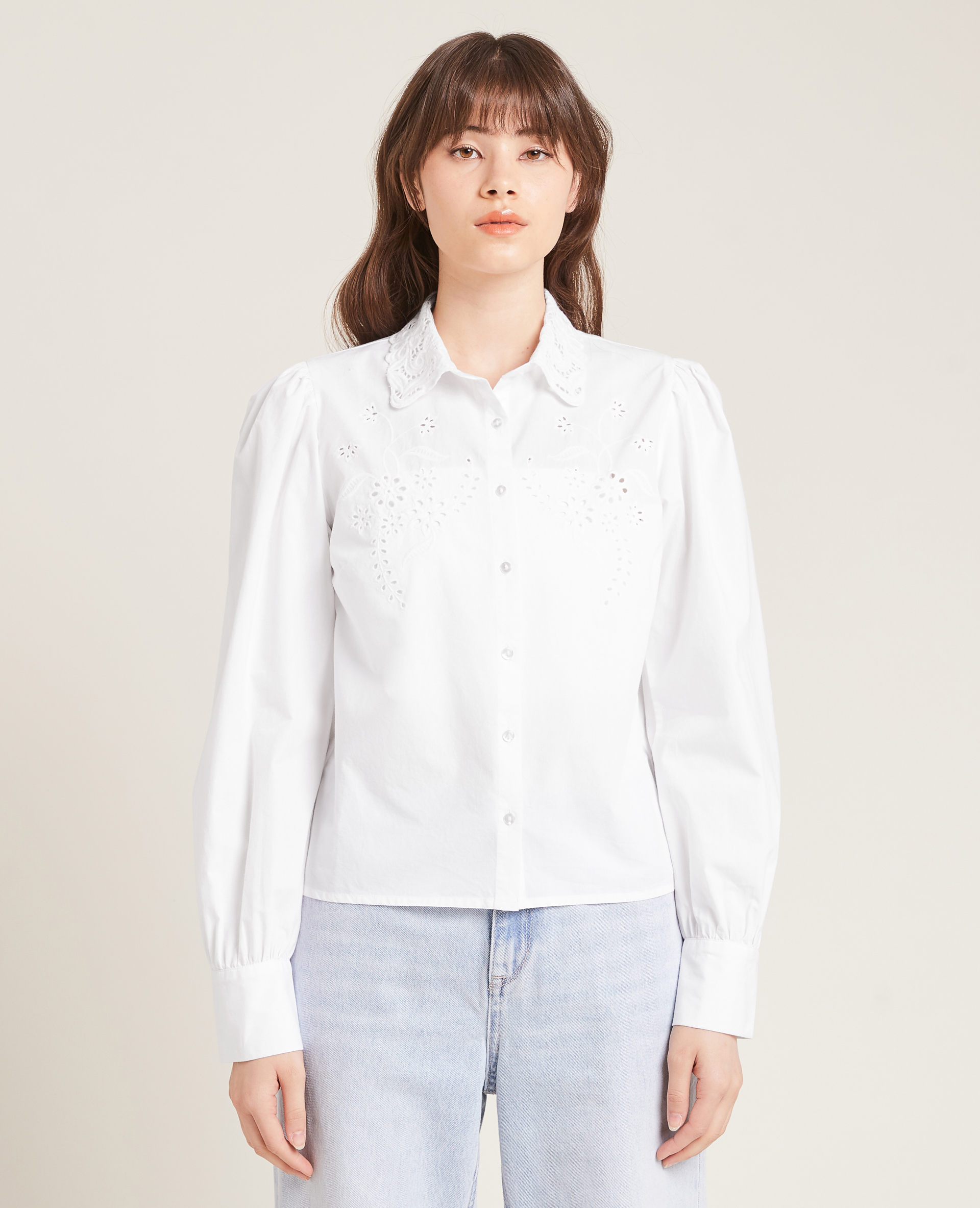 Chemise détails guipure blanc - Pimkie