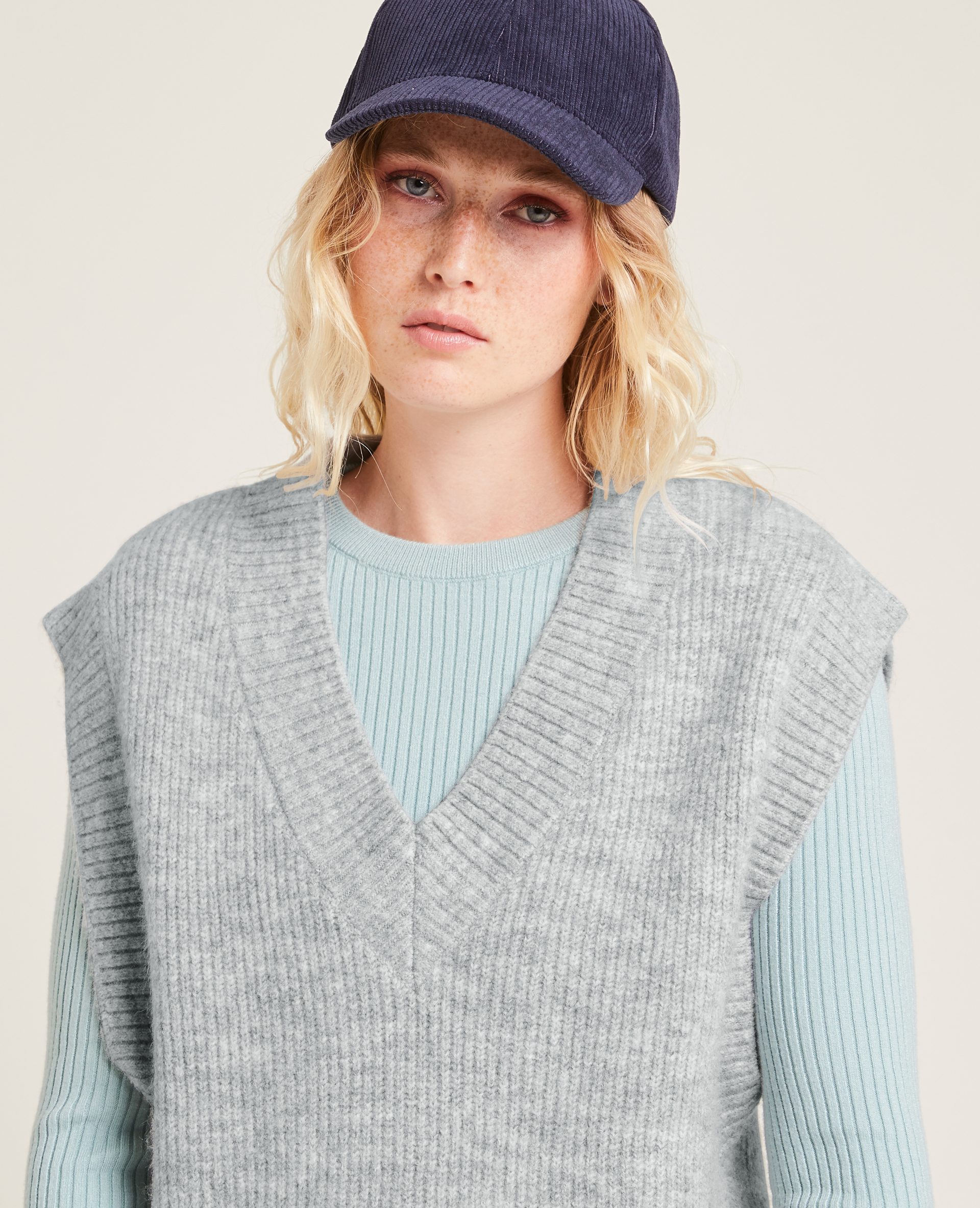 Pull sans manches oversize gris chiné - Pimkie