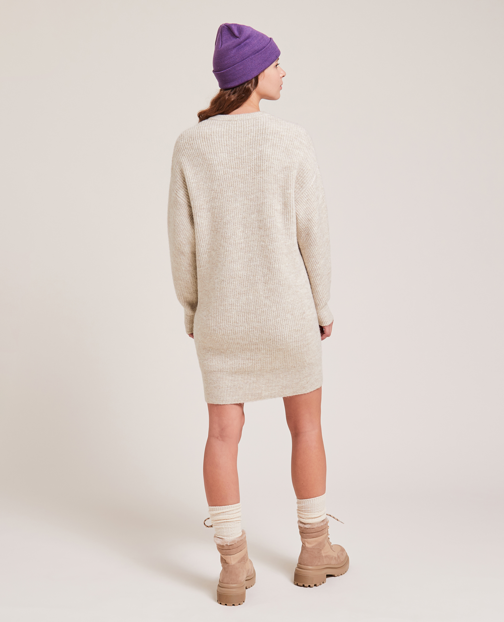 Robe en maille col rond taupe - Pimkie