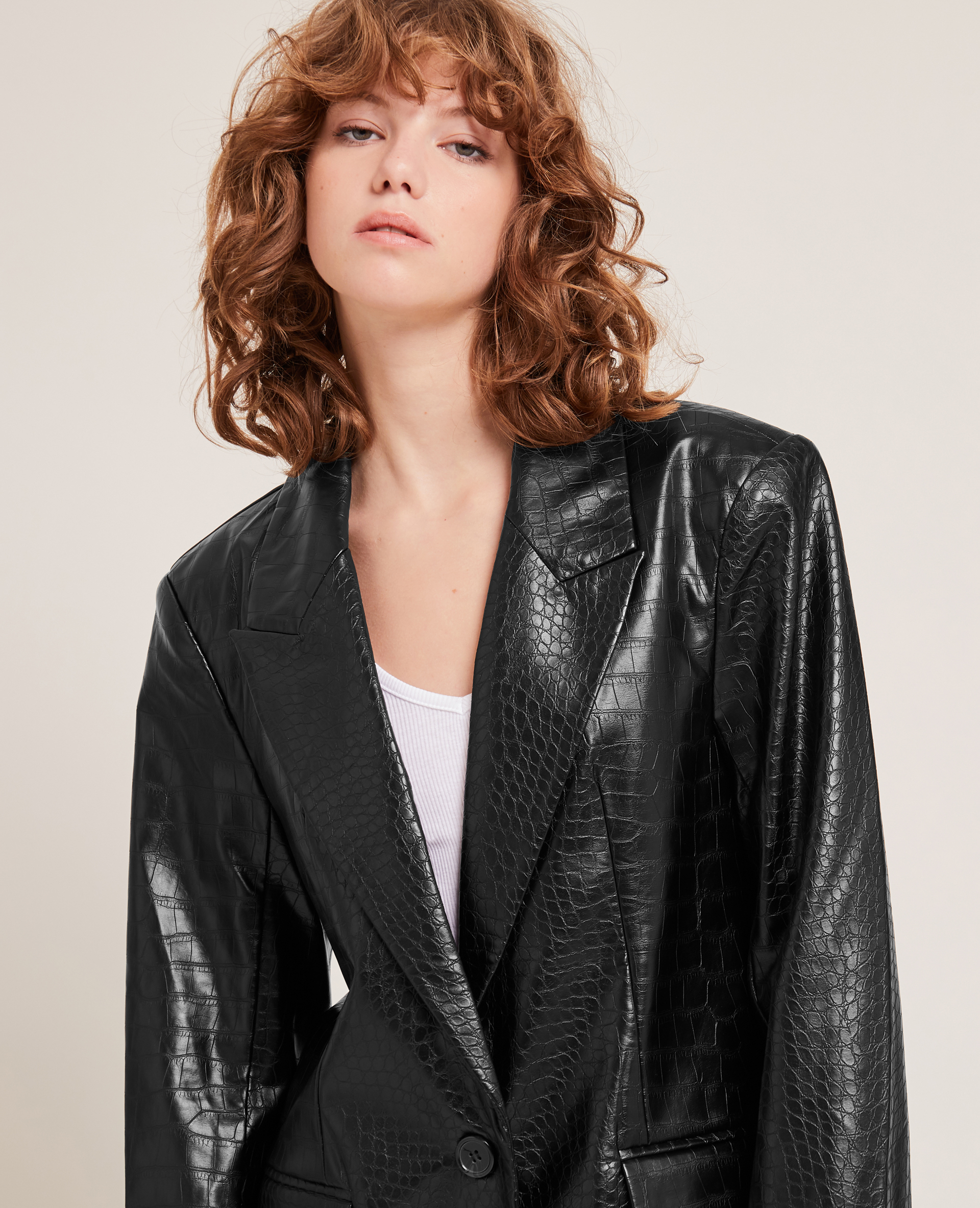 Veste effet croco noir - Pimkie