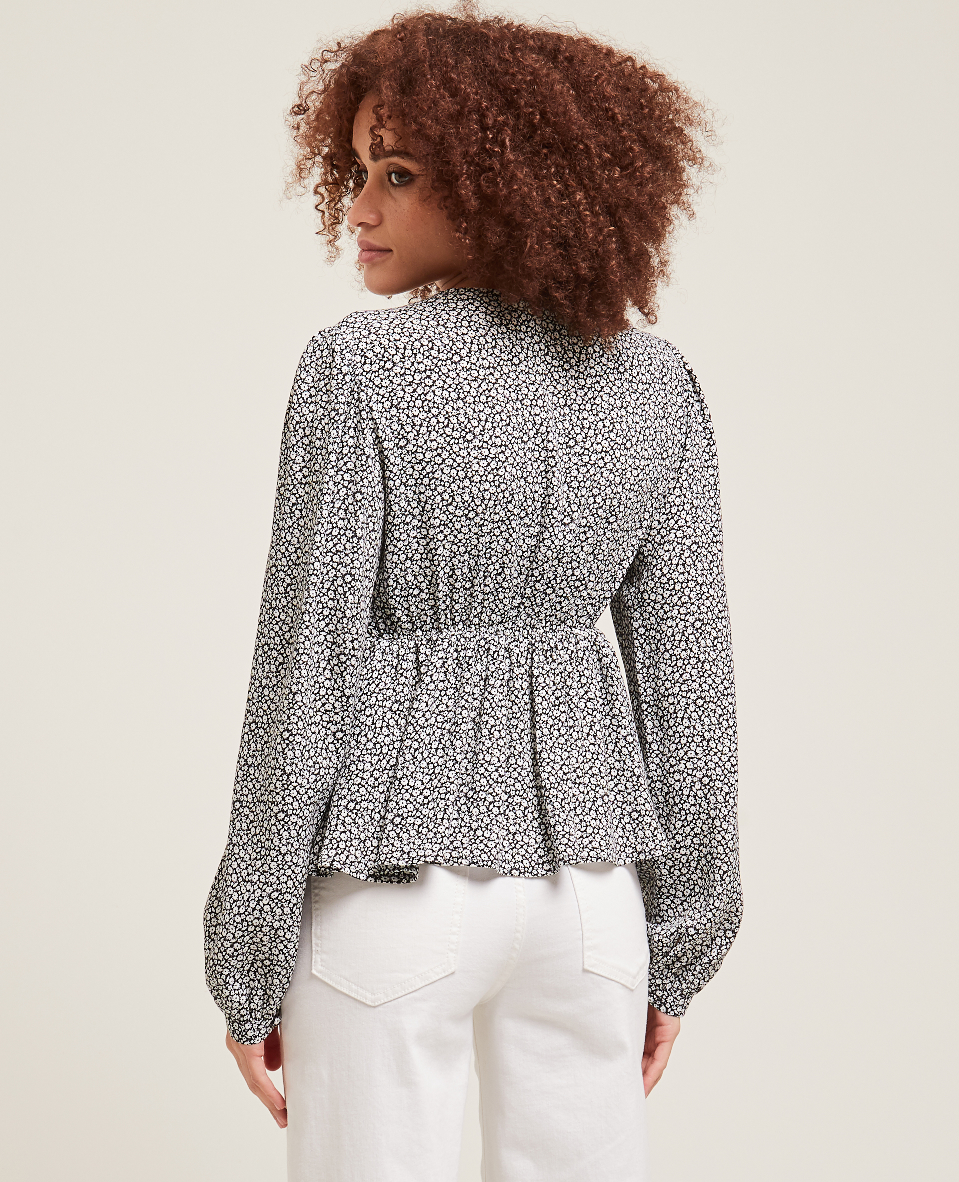 Blouse encolure V base volantée noir - Pimkie
