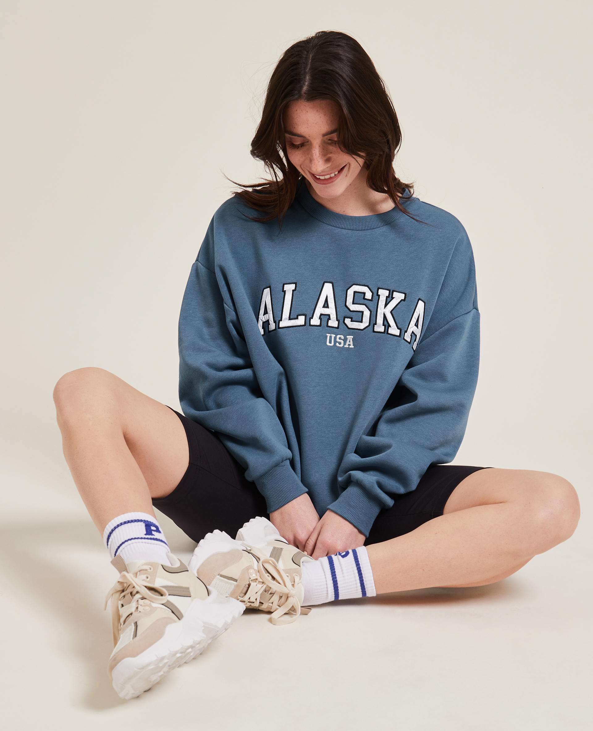 Sweat col rond oversize vert de gris - Pimkie