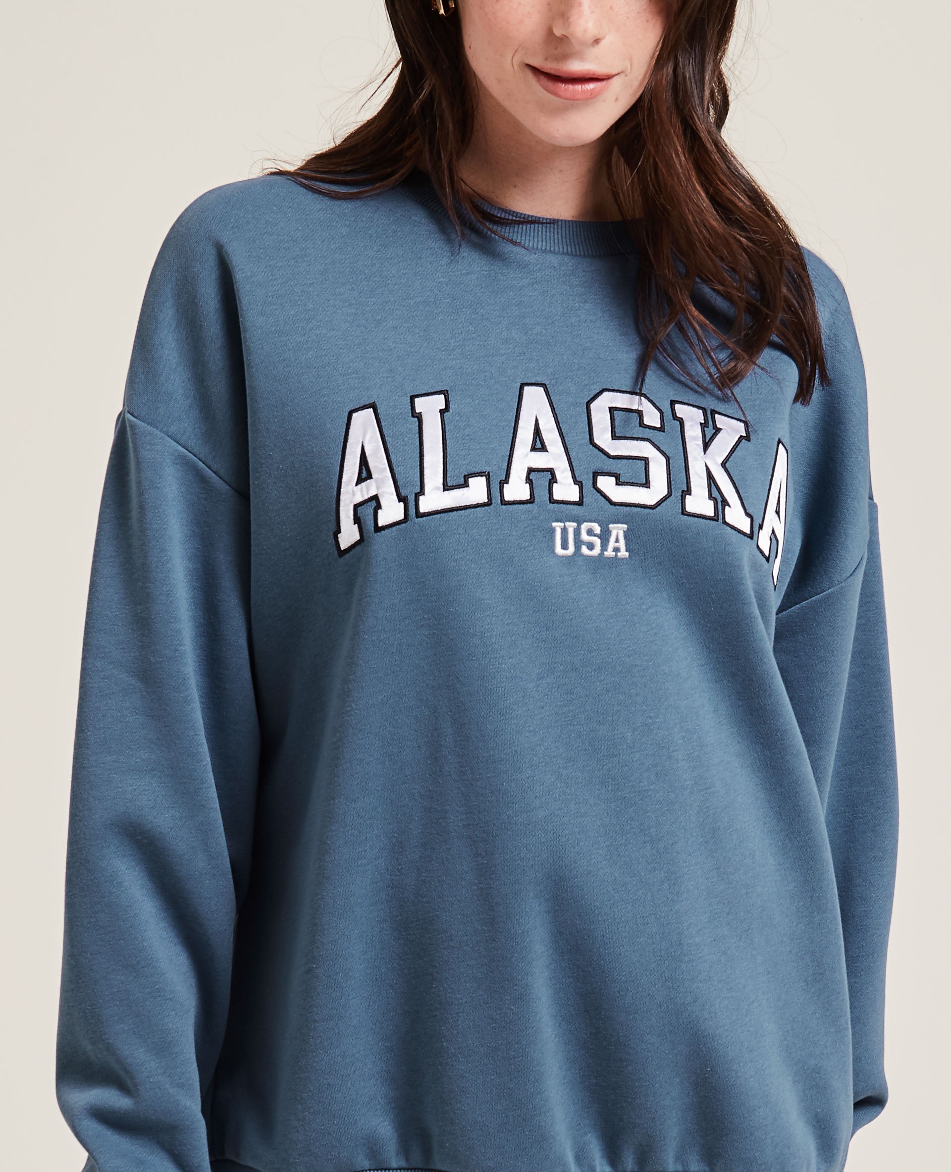 Sweat col rond oversize vert de gris - Pimkie