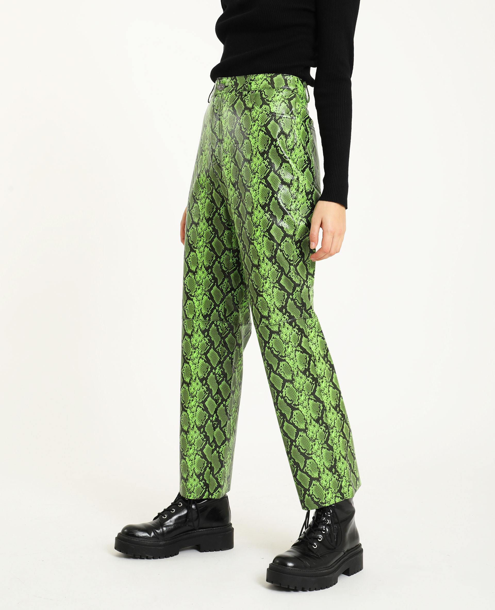 Pantalon simili sales cuir vert