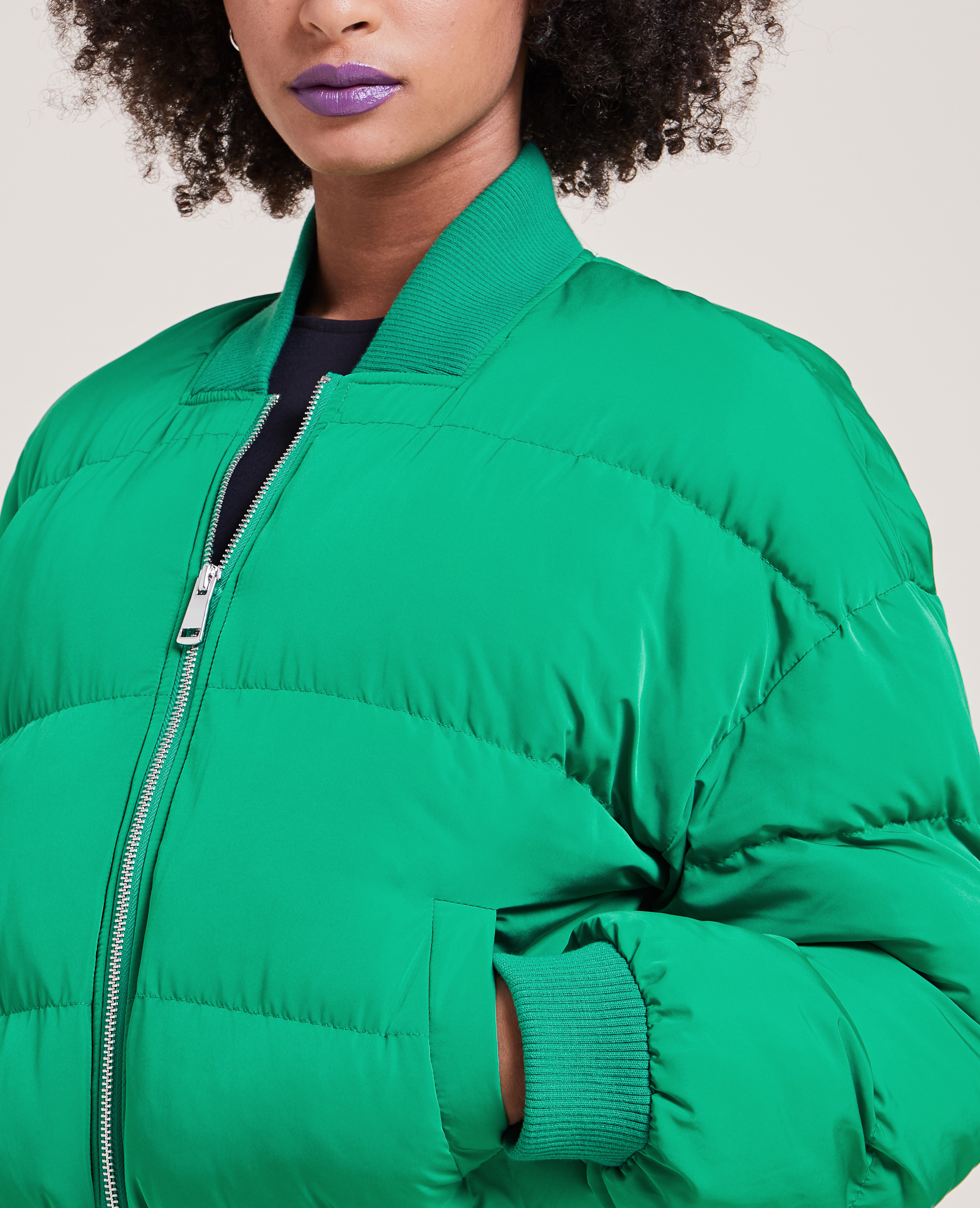 Doudoune col rond vert - Pimkie