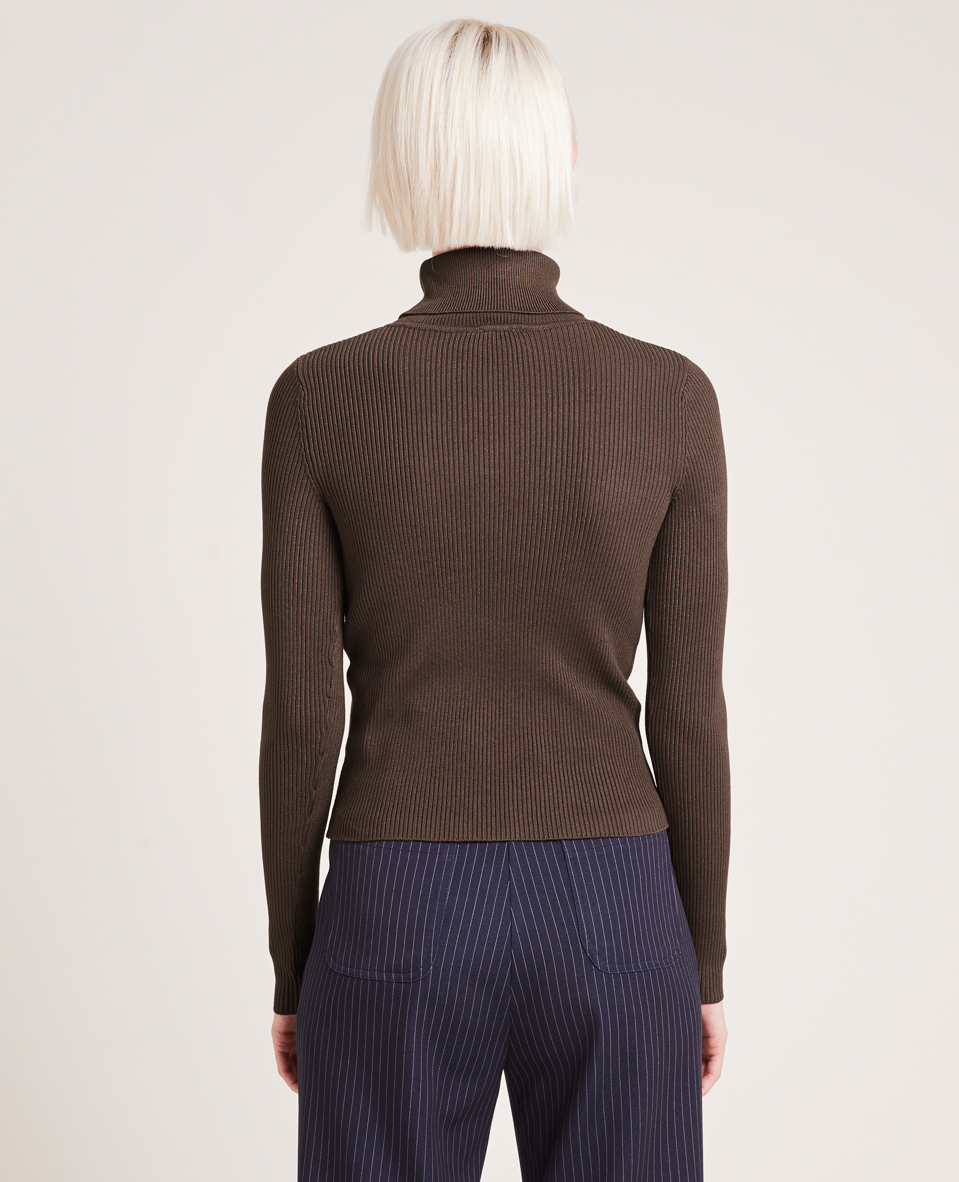 Pull côtelé à col roulé marron - Pimkie
