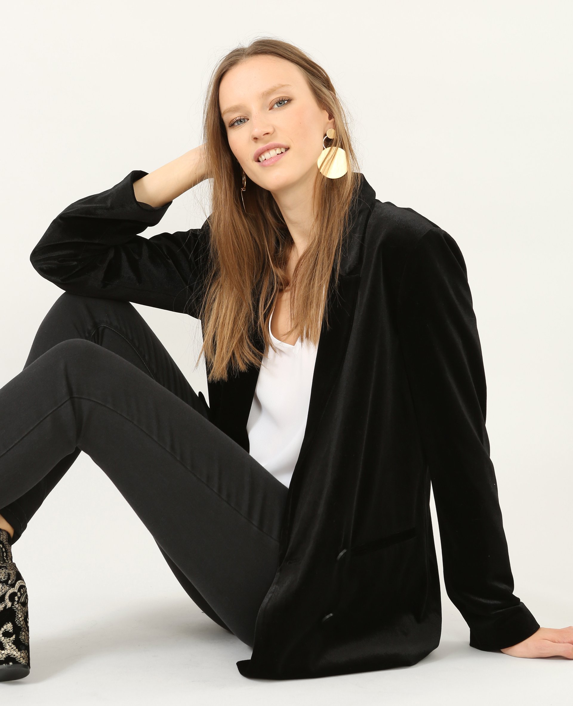 Blazer femme sales velours noir