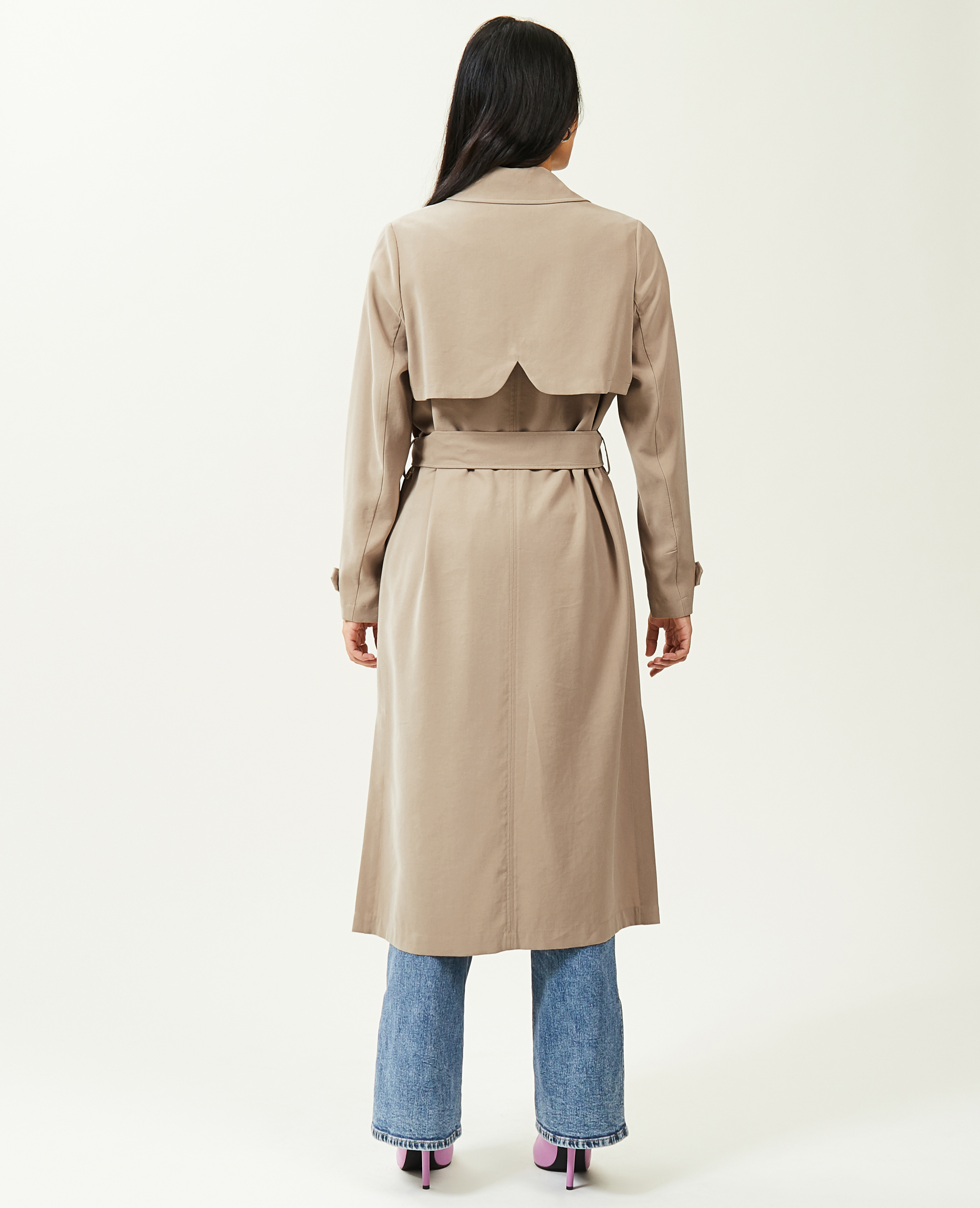 Trench long en tissu fluide écru - Pimkie