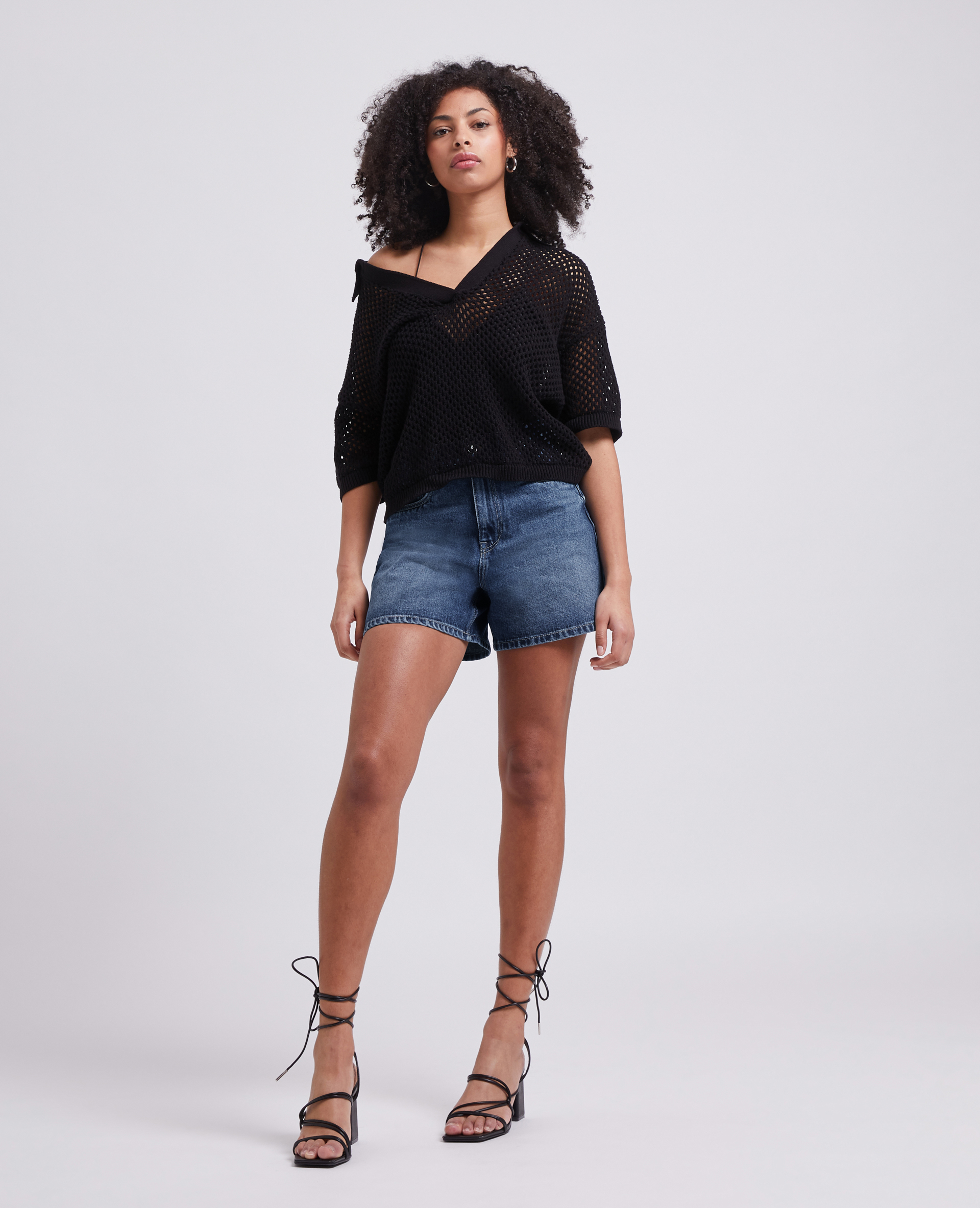 Short en jean taille haute bleu denim - Pimkie
