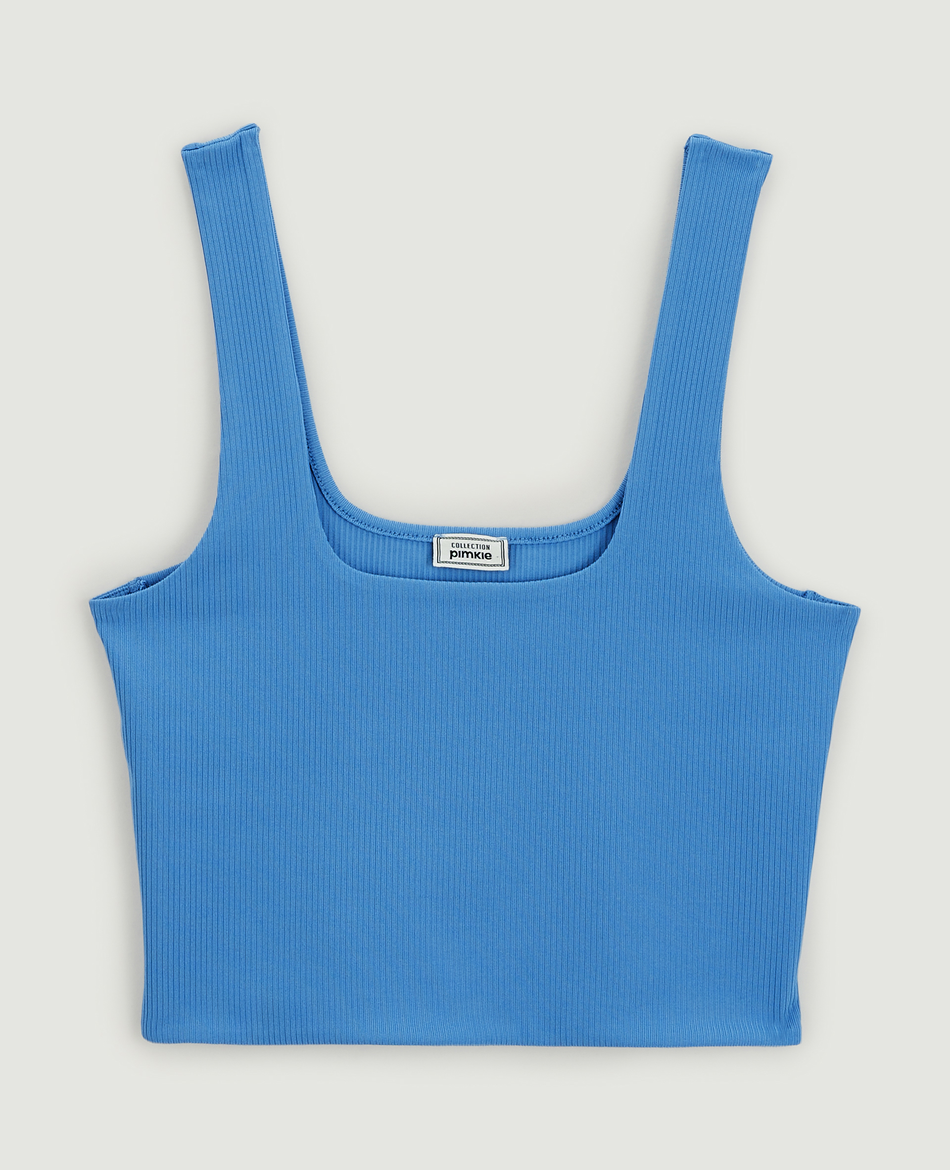 Débardeur court maille côtelée bleu - Pimkie