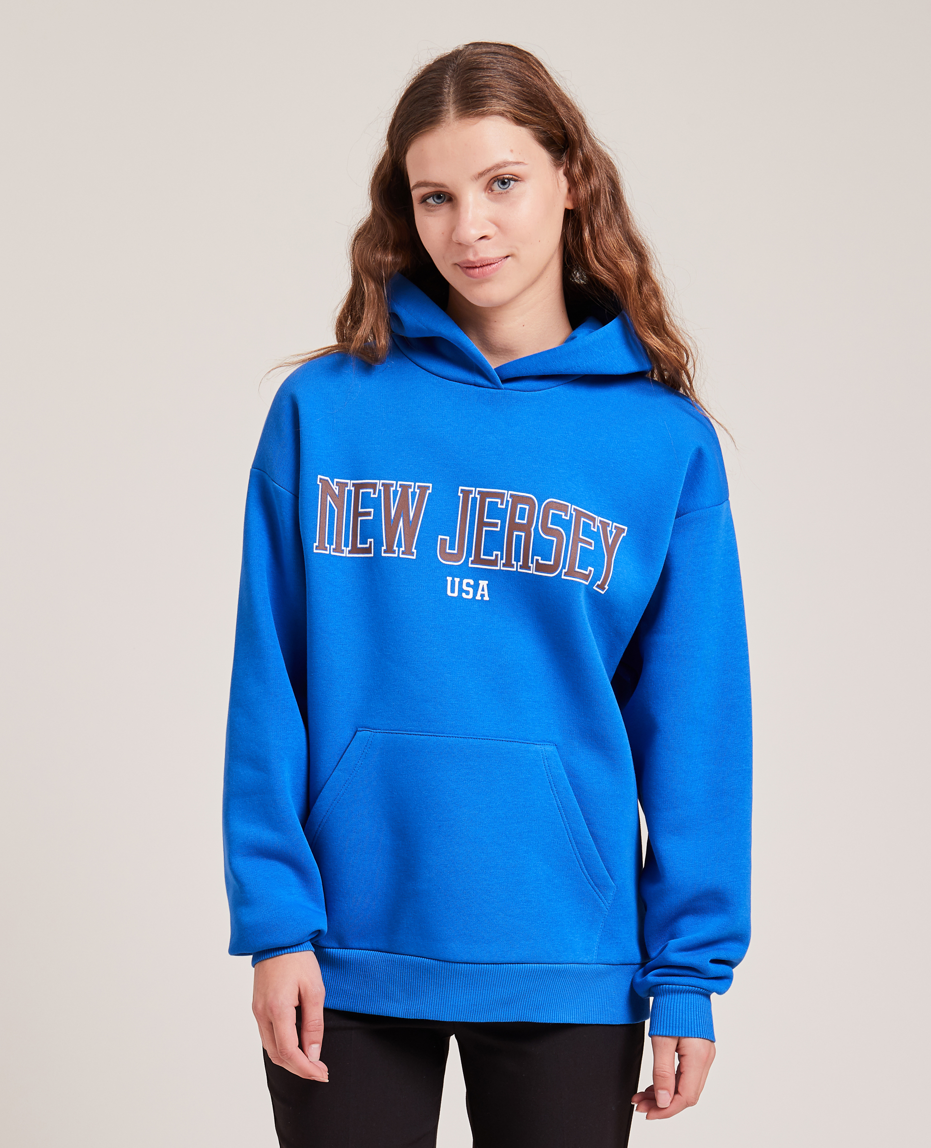 Sweat capuche avec flocage bleu électrique - Pimkie