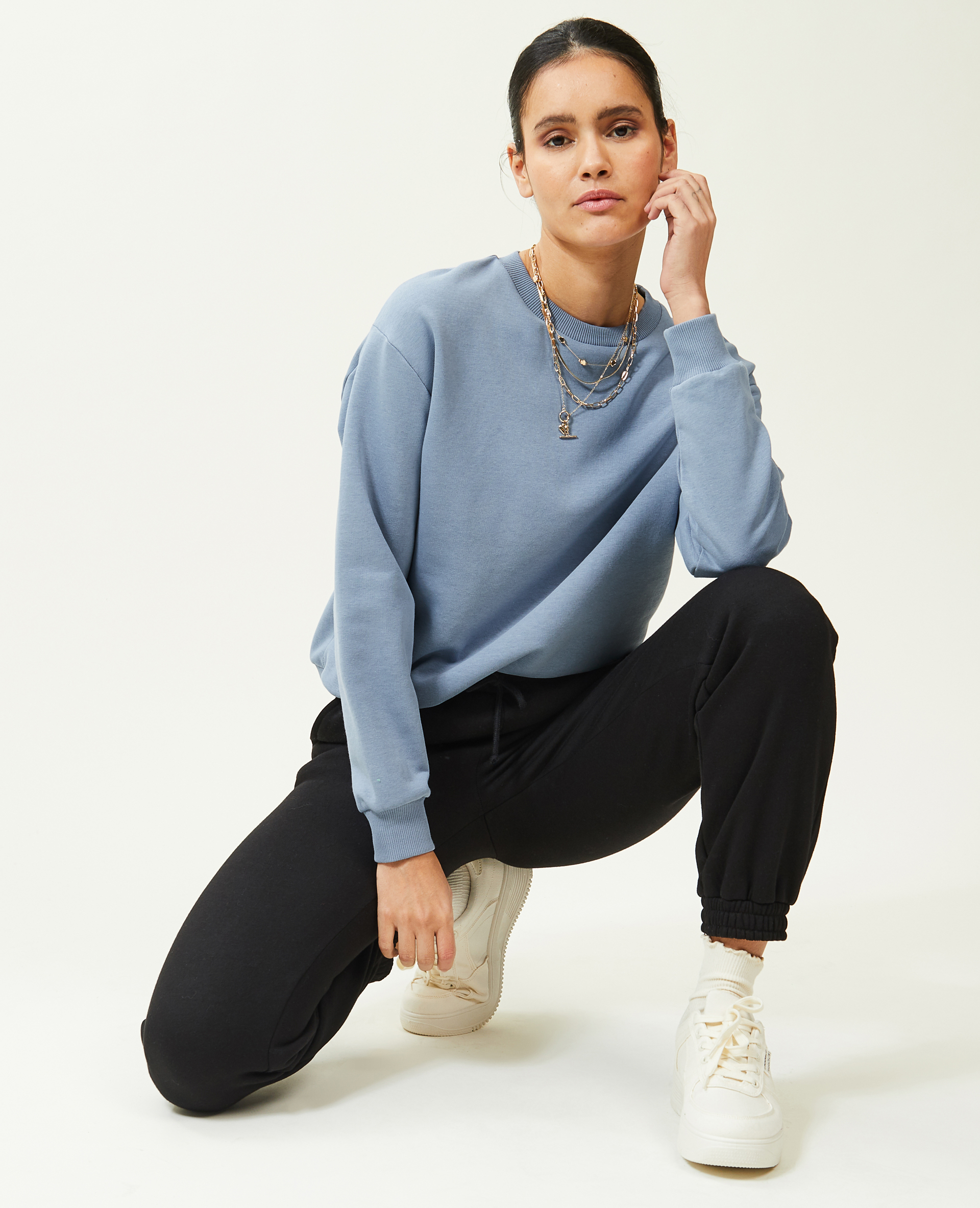 Sweat col rond vert de gris - Pimkie