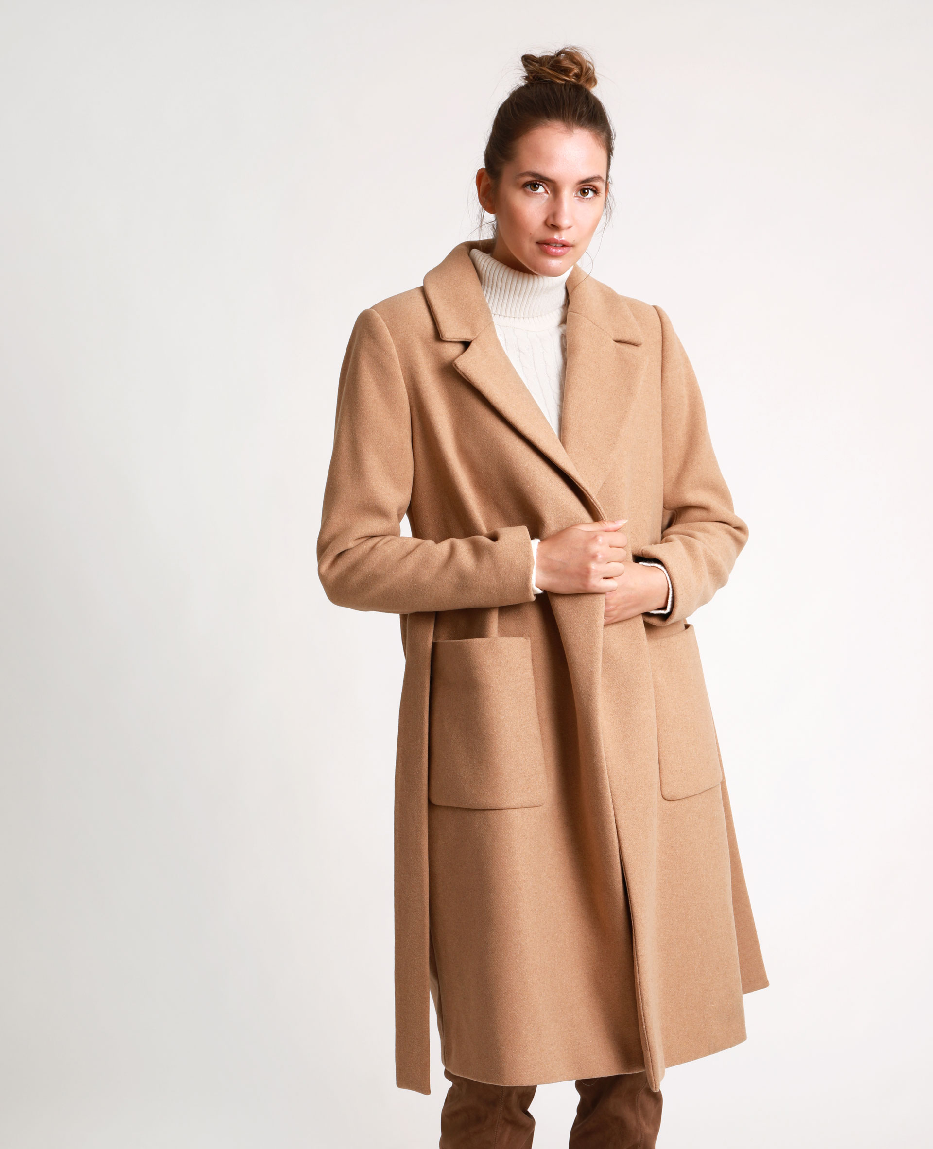 manteau droit femme camel