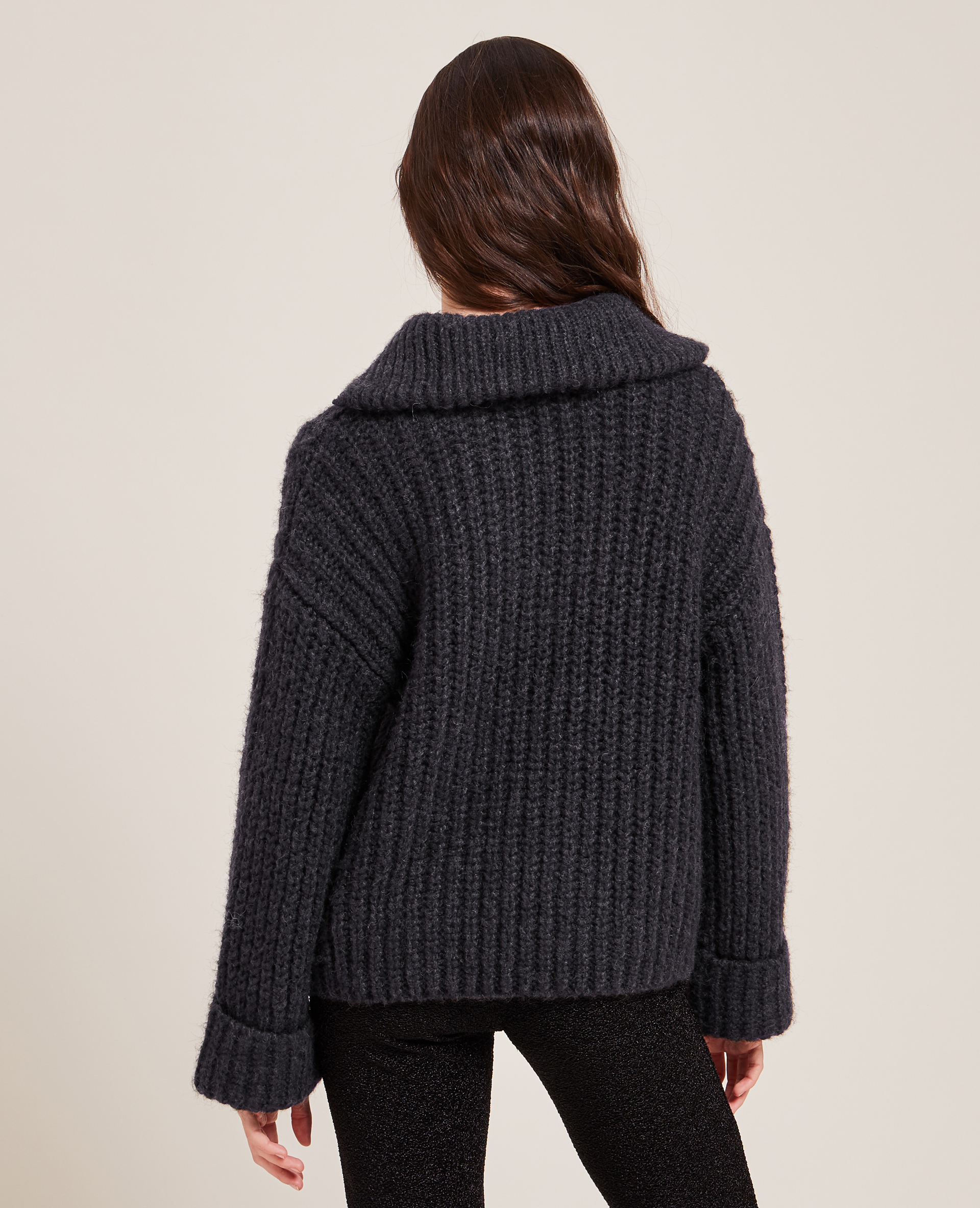 Pull grosse maille col camionneur gris foncé - Pimkie