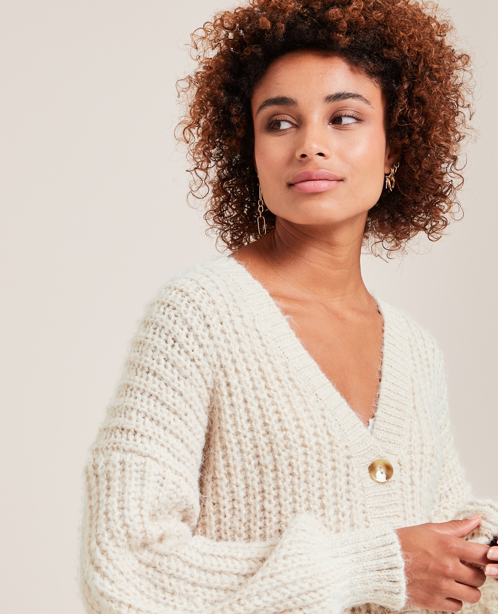Gilet en grosse maille écru - Pimkie