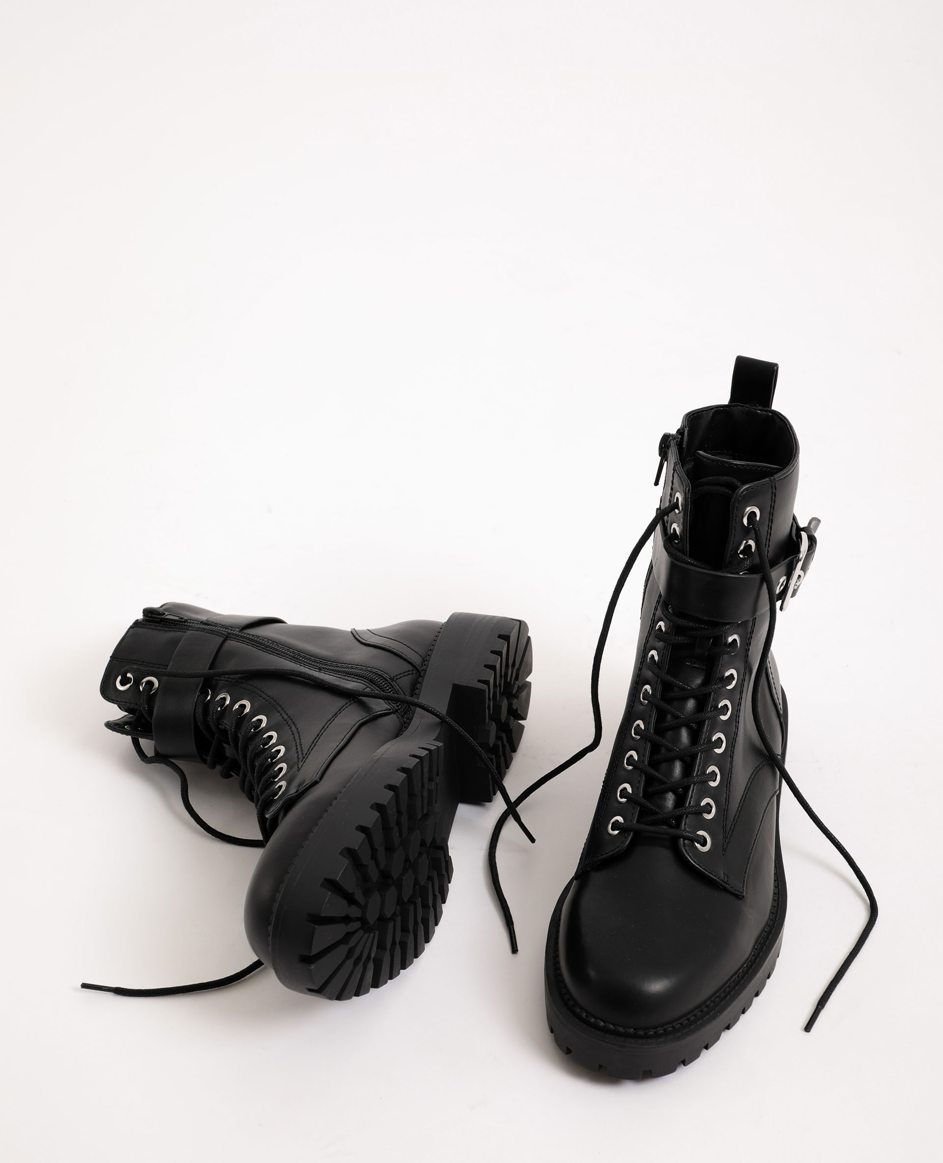 pimkie faux leather heeled boots in black