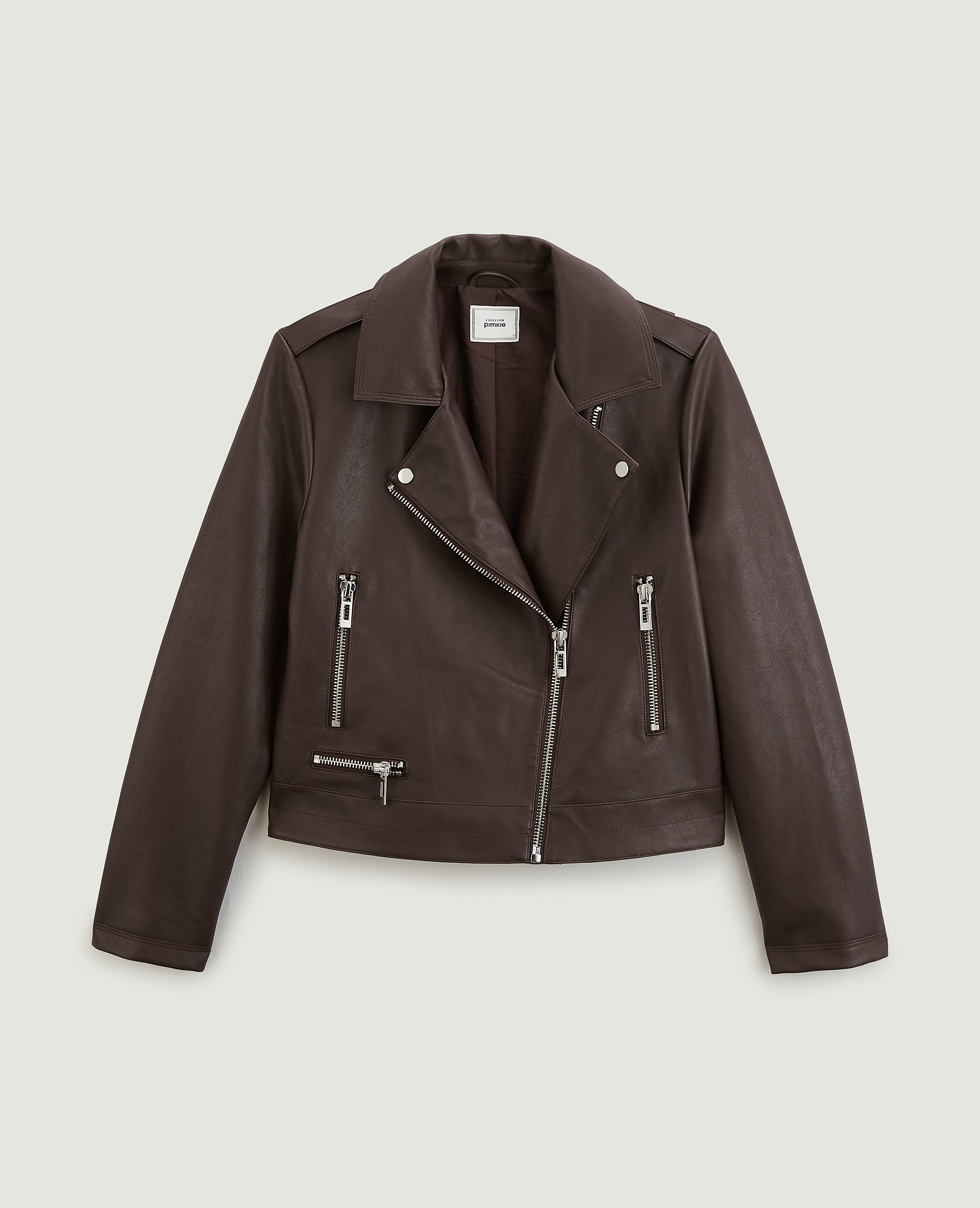Blouson biker zippé taupe - Pimkie