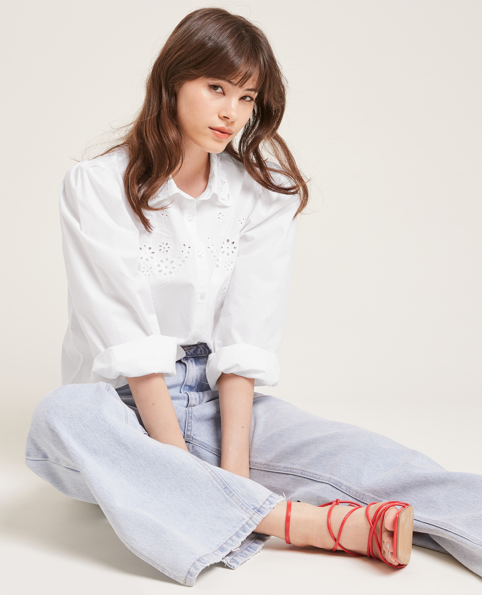 Chemise détails guipure blanc - Pimkie