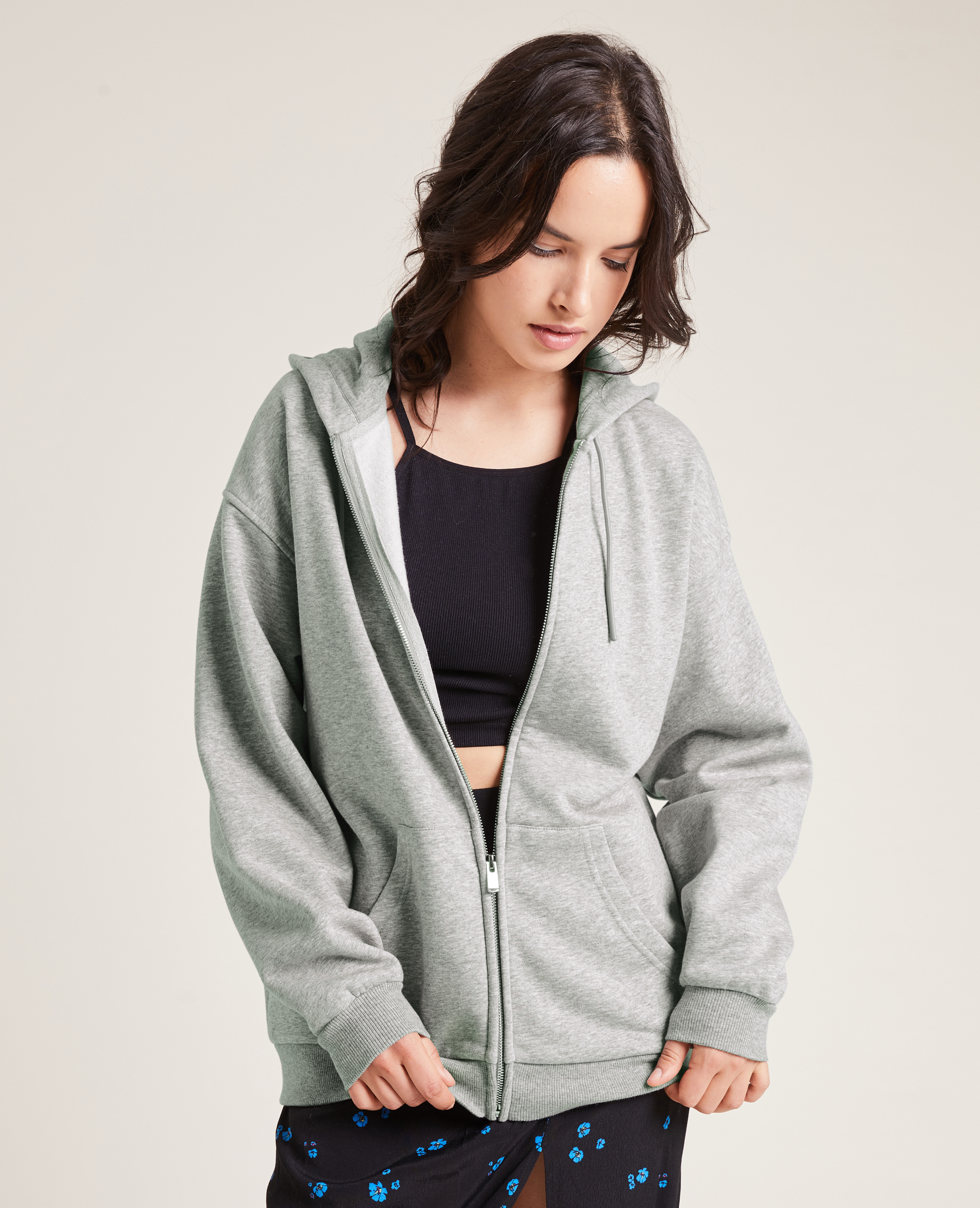 Sweat zippé avec capuche gris chiné - Pimkie