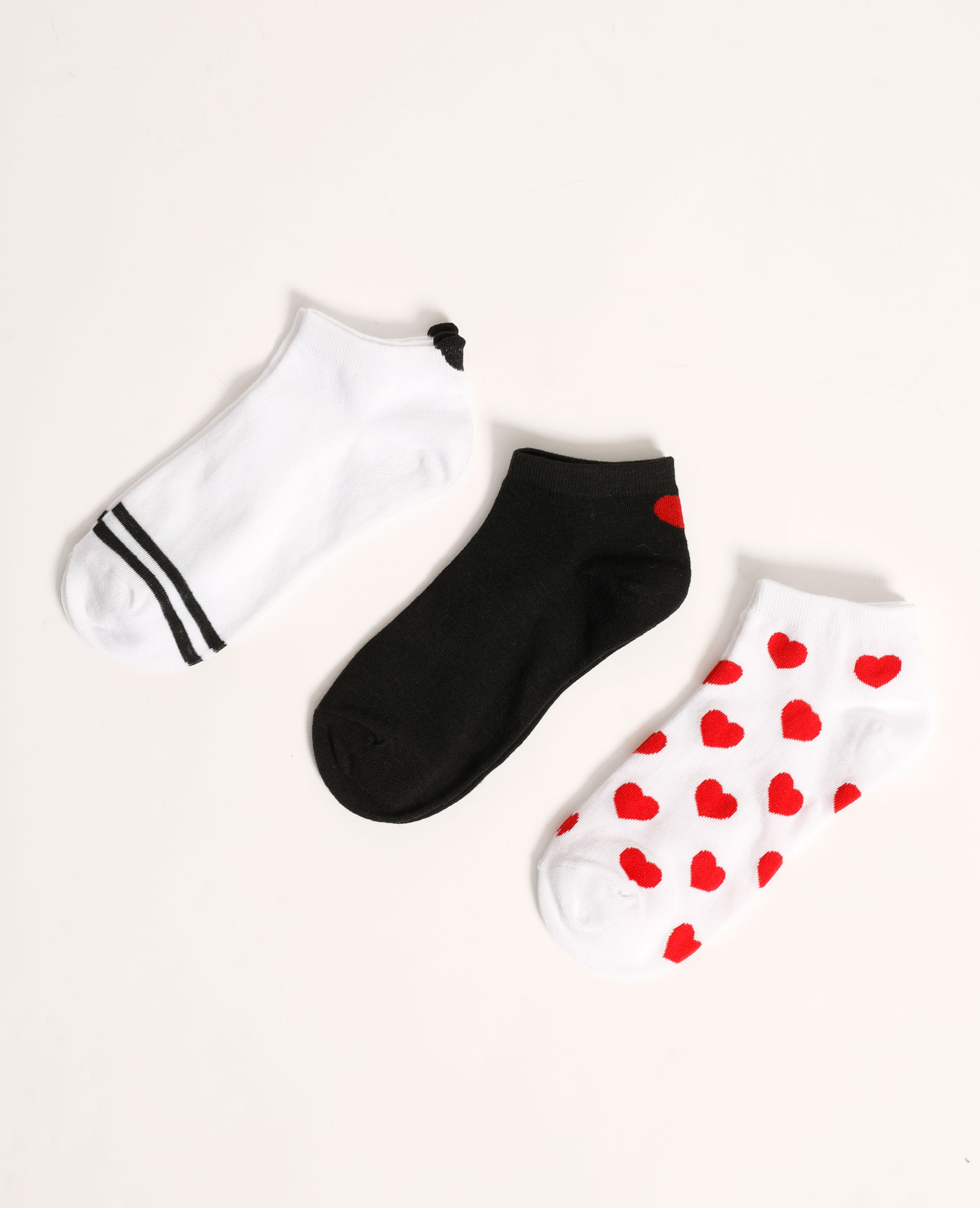 Lot de 3 paires de chaussettes basses cœurs rouge - Pimkie