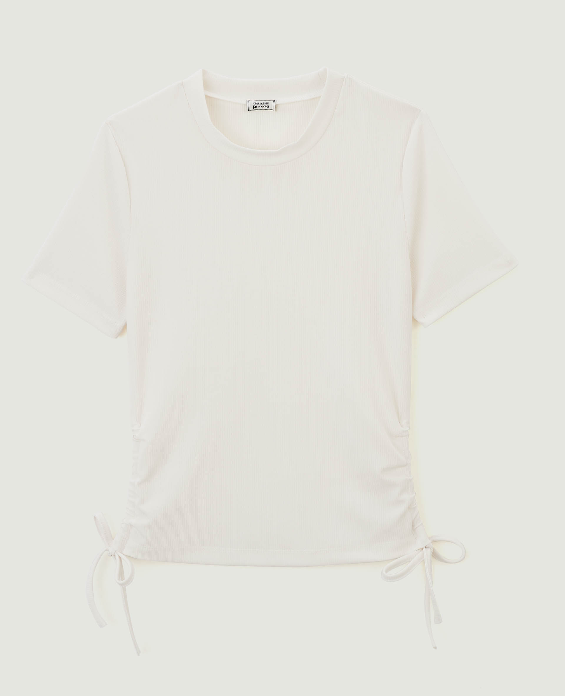 Top maille côtelée avec noeuds blanc - Pimkie
